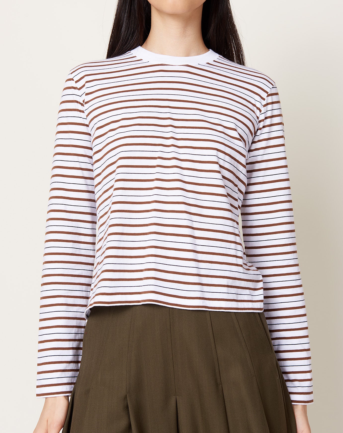 Kallmeyer Wynn Long Sleeve T Shirt in Espresso Stripe