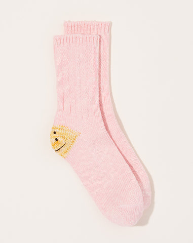56 Yarns 3x1 Rib RAINBOWY HAPPY HEEL Socks in Pink