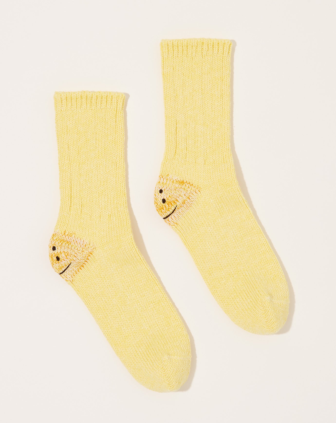 Kapital 56 Yarns 3x1 Rib RAINBOWY HAPPY HEEL Socks in Yellow