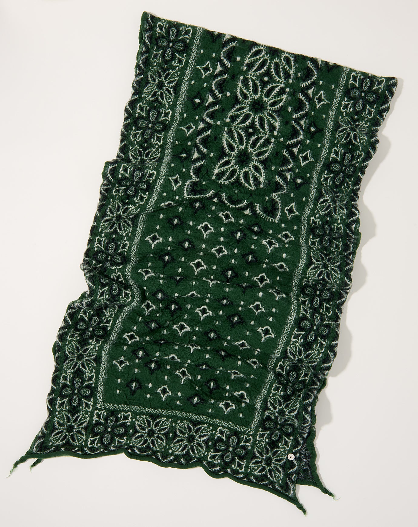 Kapital Fulling Wool Colorful BIG-MAMA BANDANA Scarf in Green