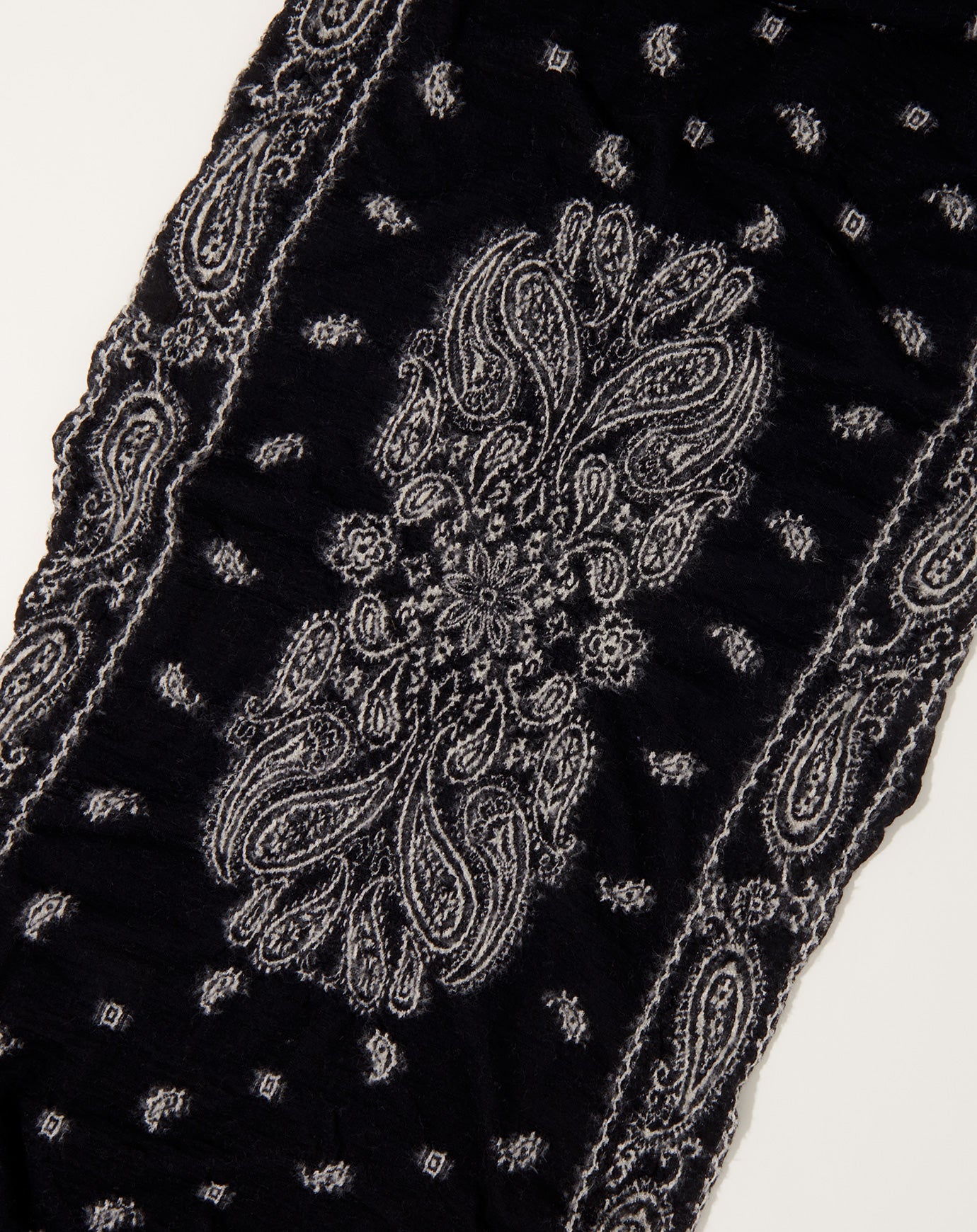 Kapital Fulling Wool Scarf PAISLEY BANDANA in Black