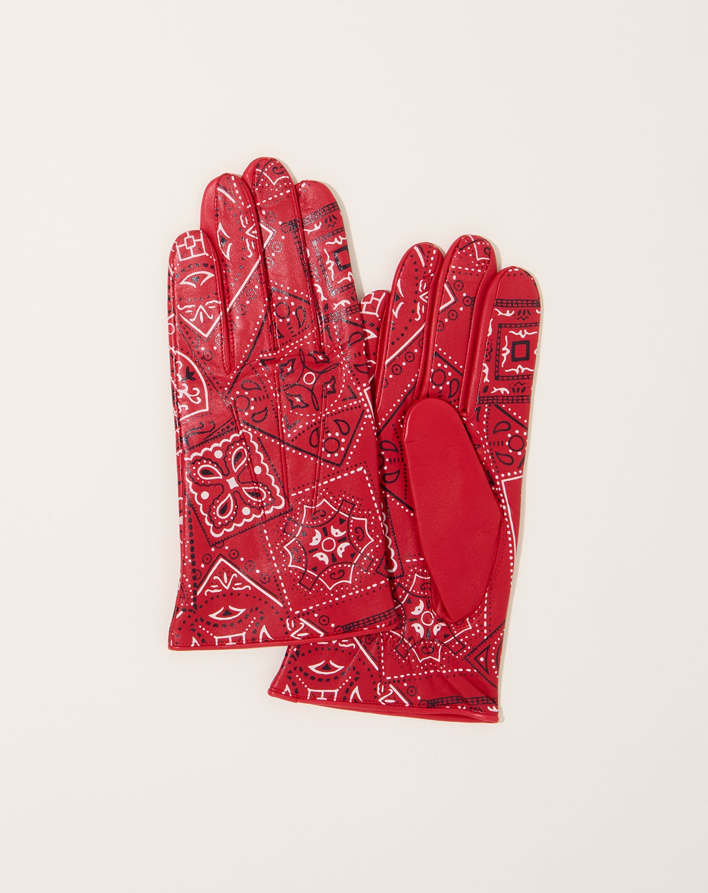 Kapital Leather COOKIE Bandanna Gloves in Red