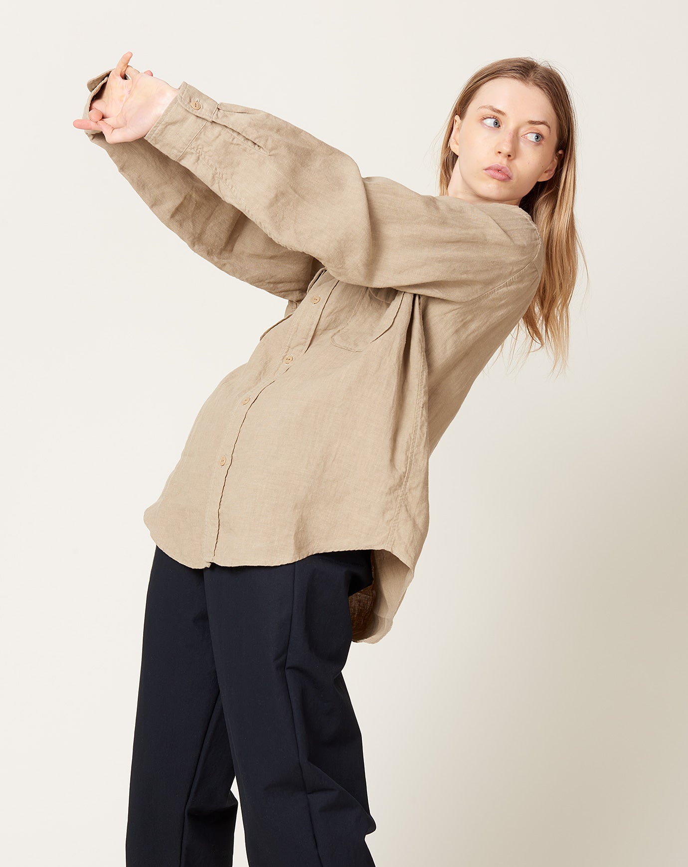 Kapital Linen CLIP Shirt in Beige