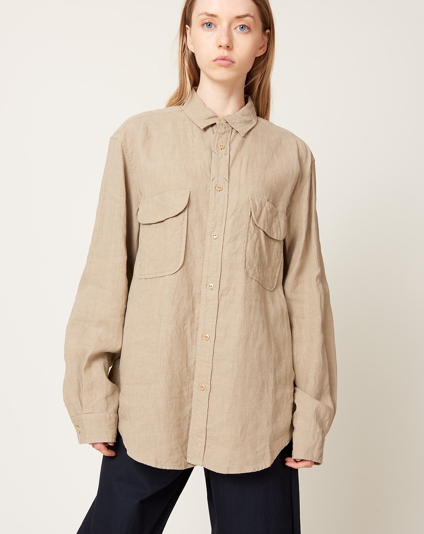 Kapital Linen CLIP Shirt in Beige