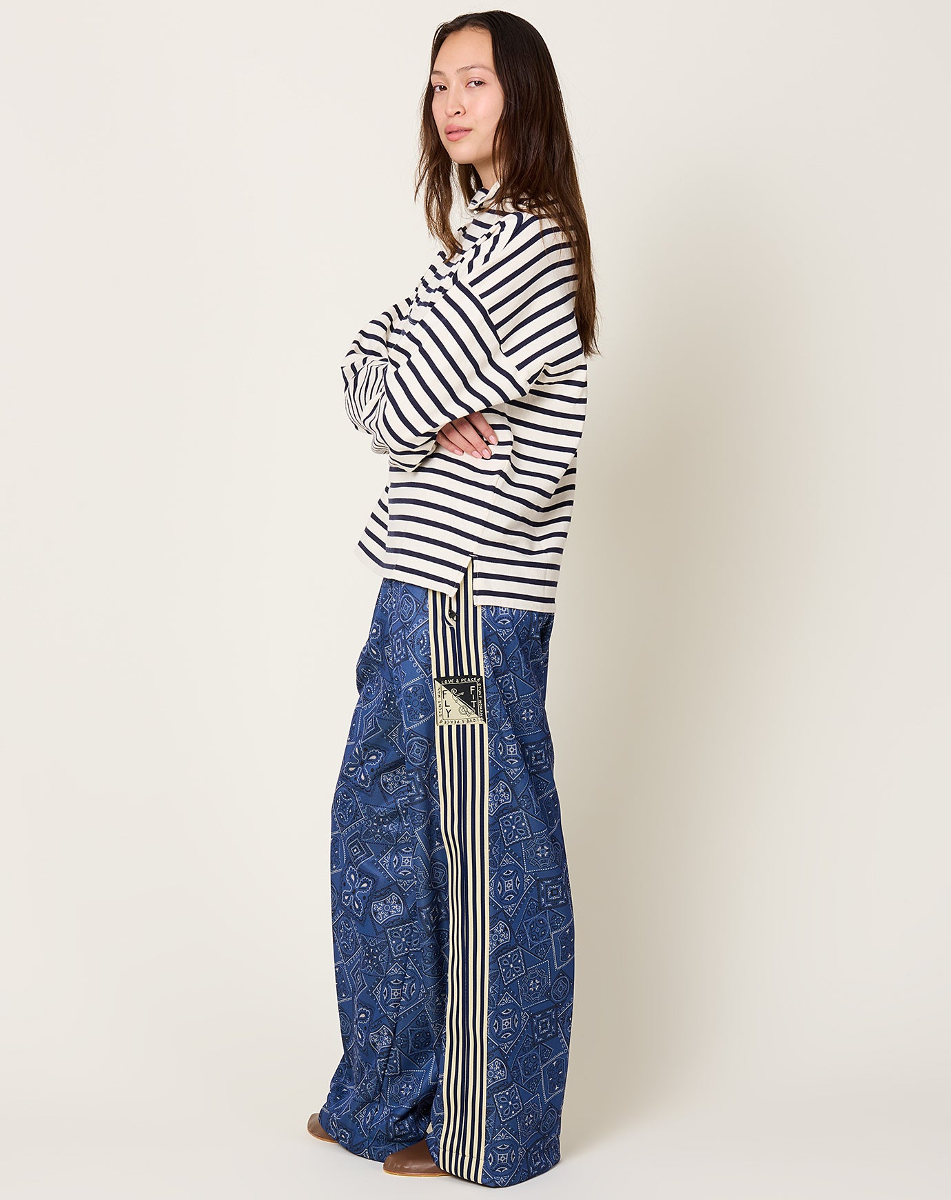 Kapital COOKIE Bandana Baggy Track Pants in Navy