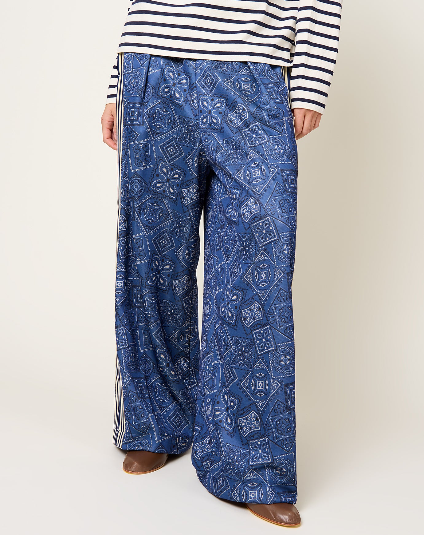 Kapital COOKIE Bandana Baggy Track Pants in Navy
