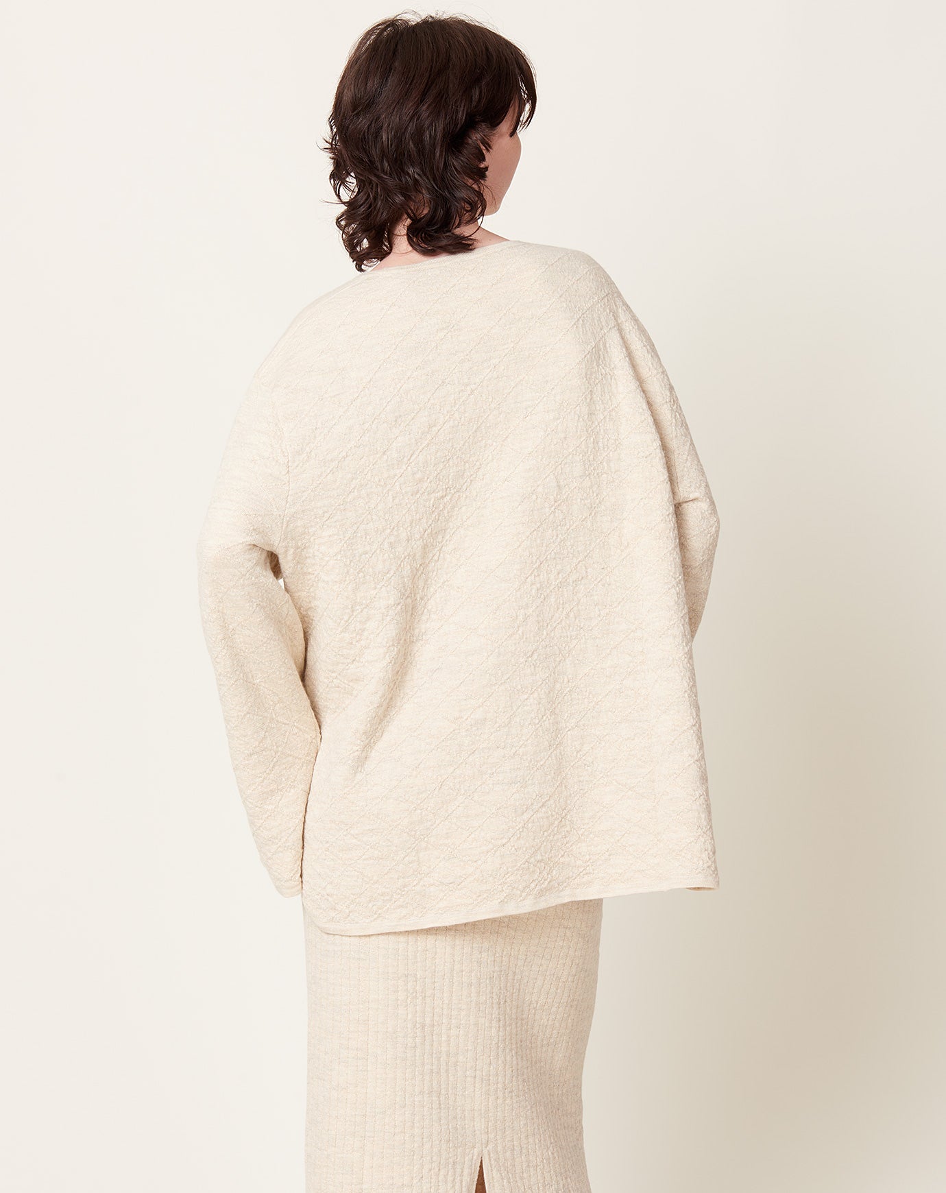 Lauren Manoogian Diamond Quilt Pullover in Ecru