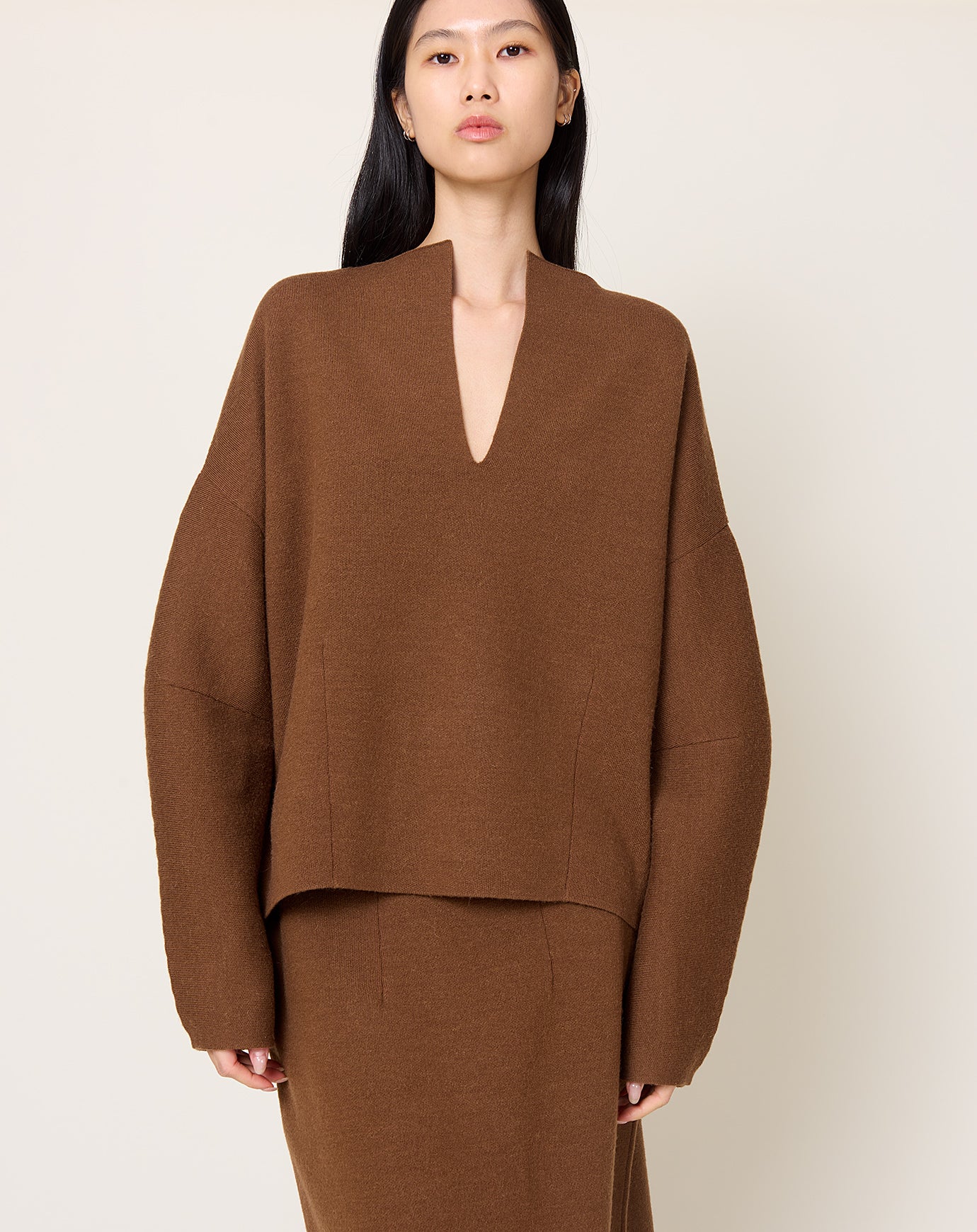 Lauren Manoogian Double Knit Split Neck in Rust