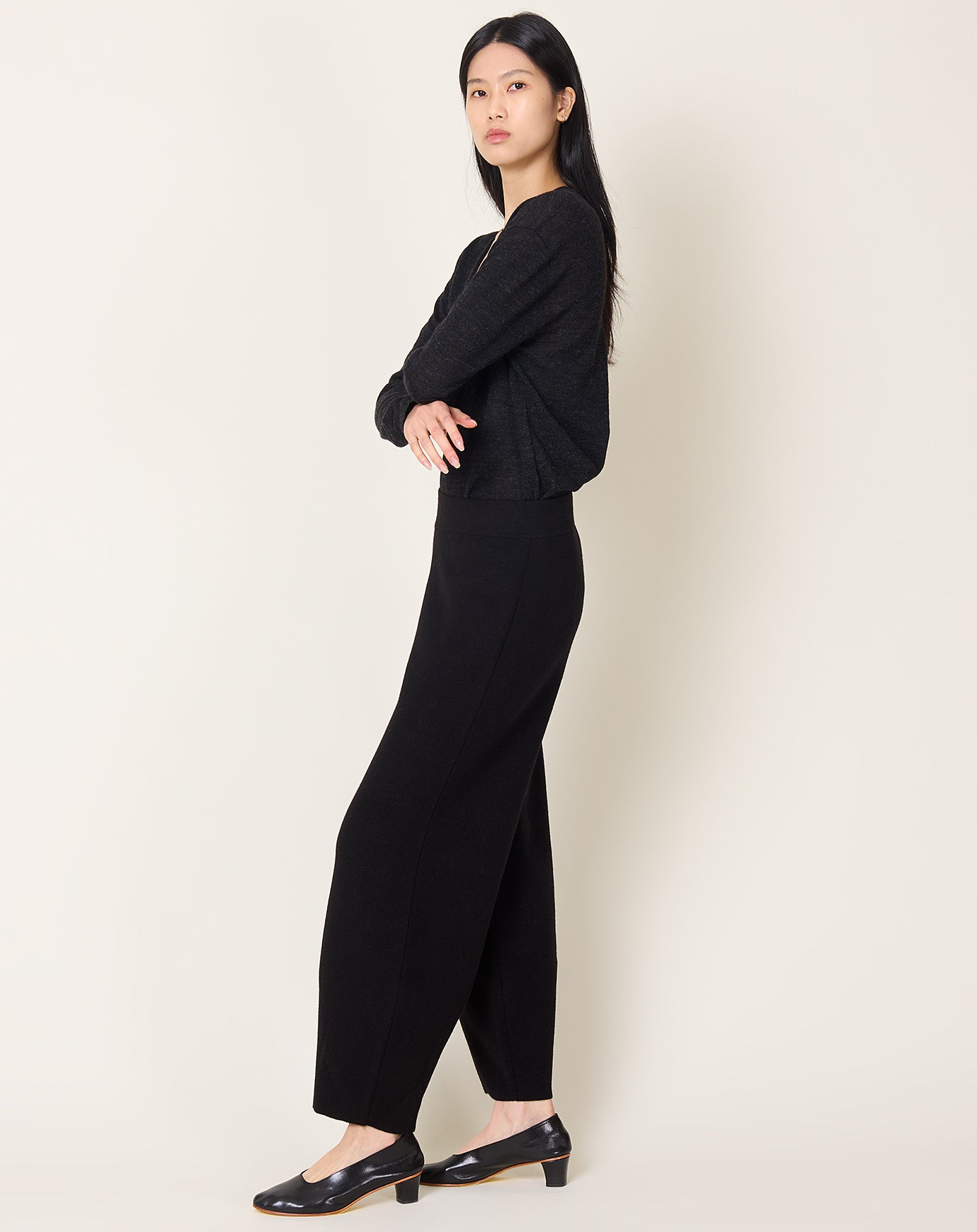 Lauren Manoogian Double Knit Taper Pants in Black