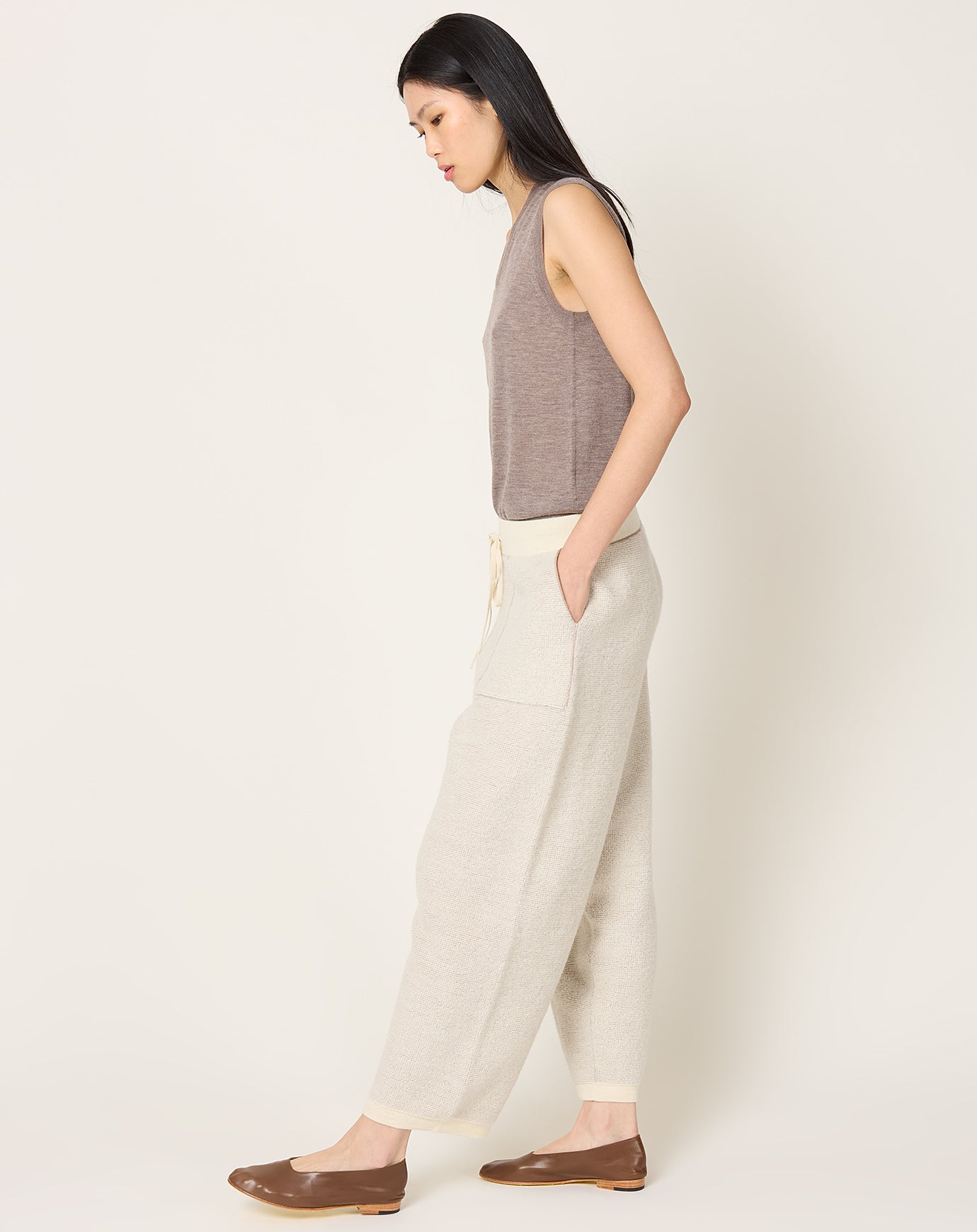 Lauren Manoogian Fine Terry Trouser in Raw White