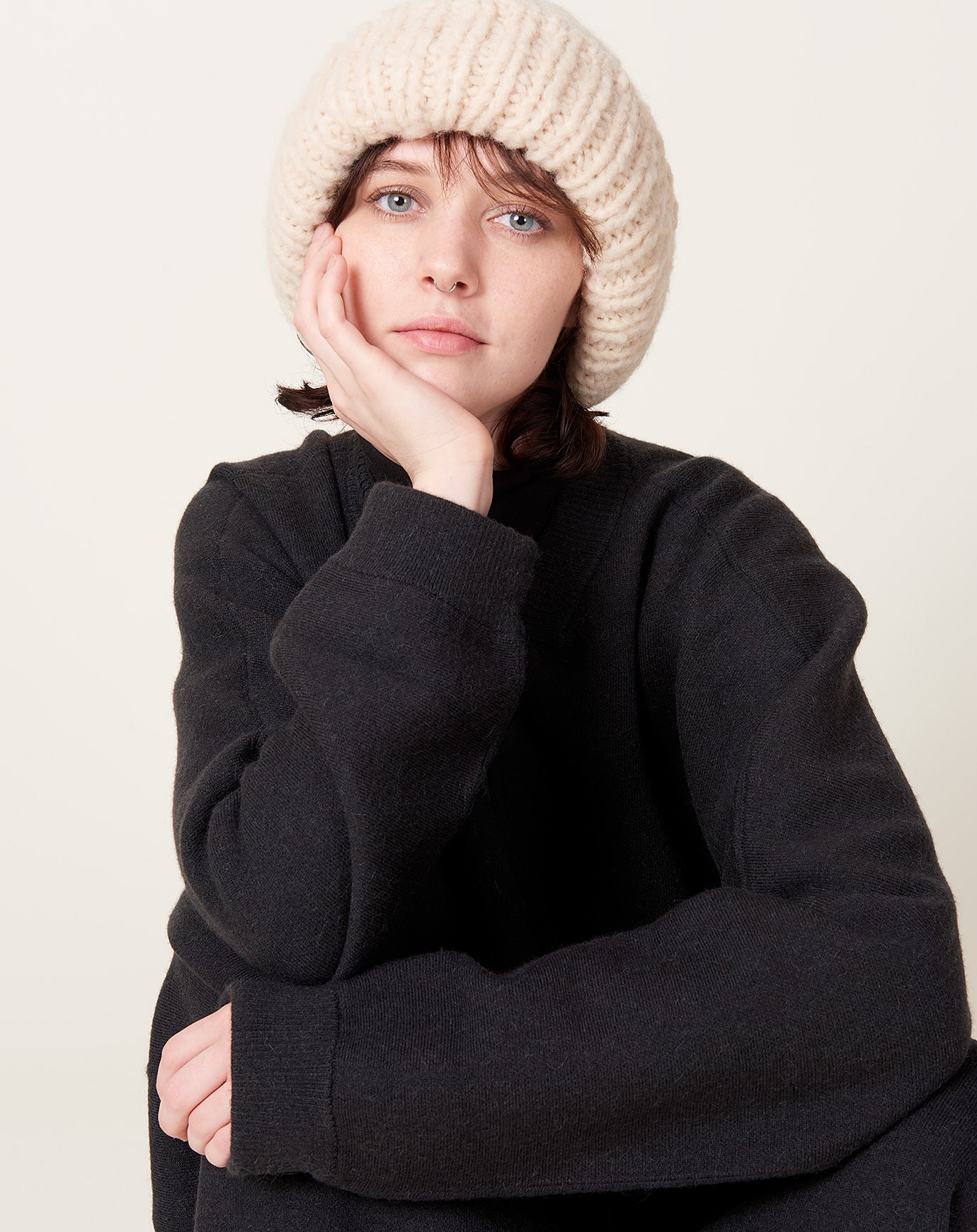 Lauren Manoogian Handknit Big Hat in Alabaster