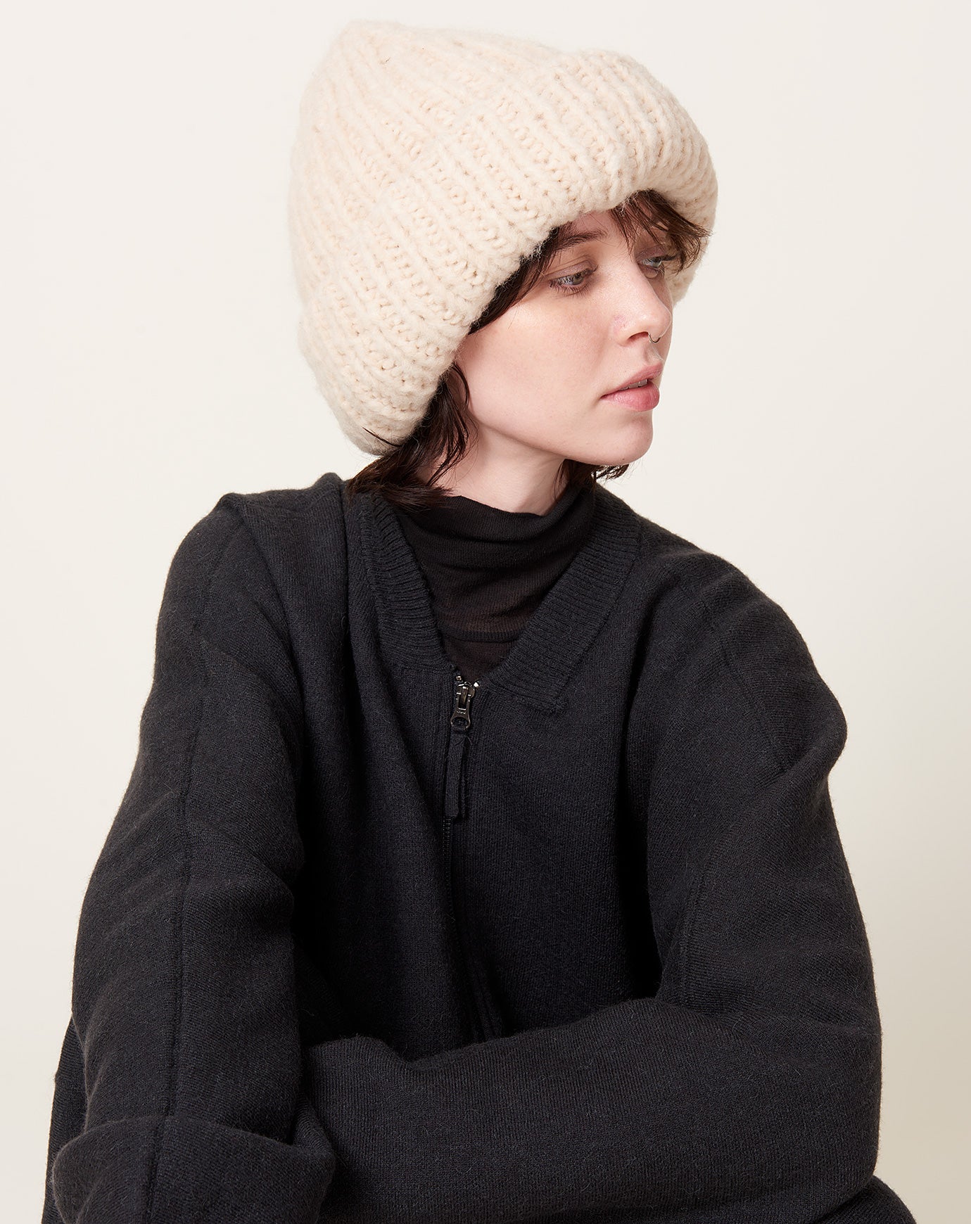 Lauren Manoogian Handknit Big Hat in Alabaster