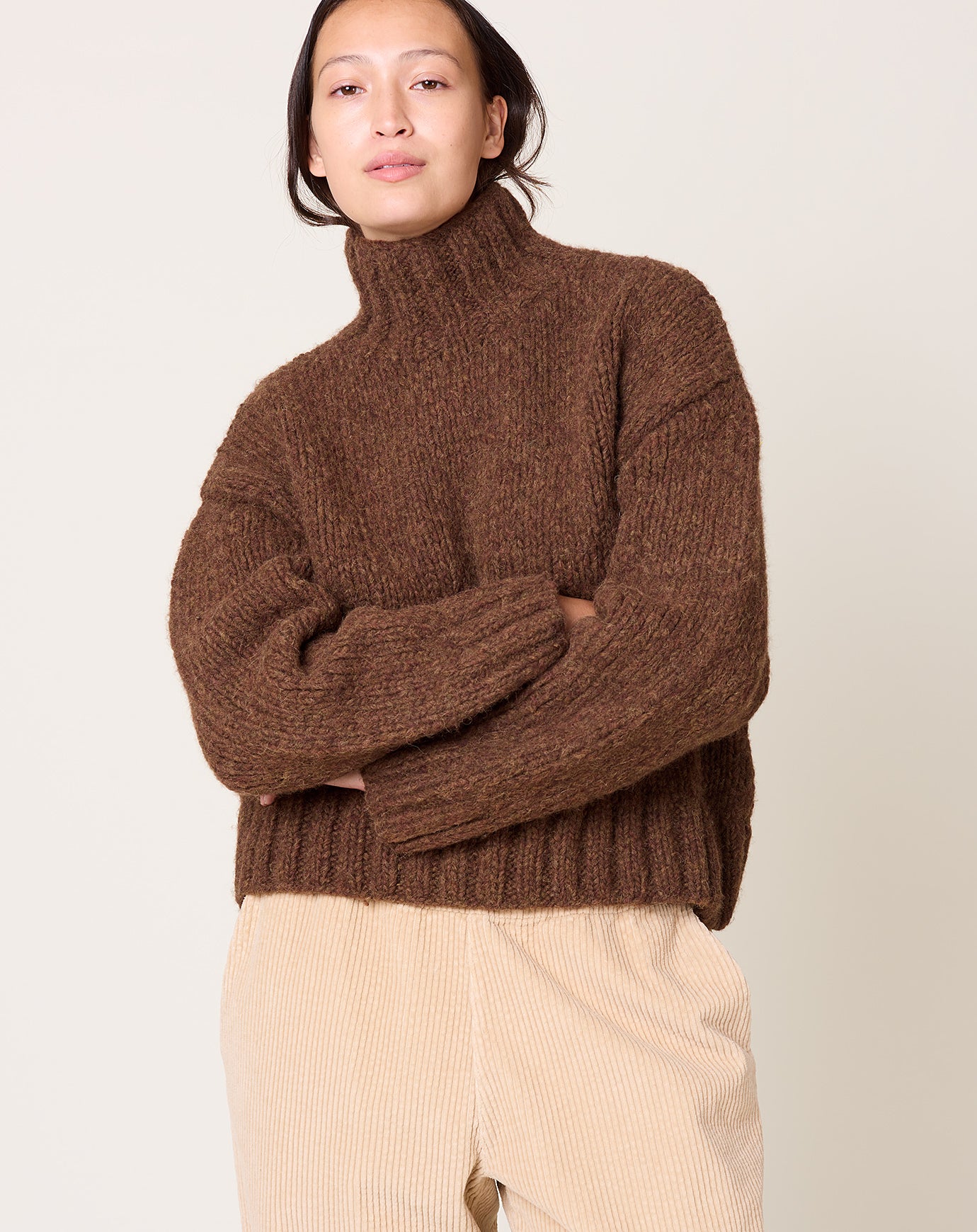 Lauren Manoogian Handknit Mockneck in Rust Melange