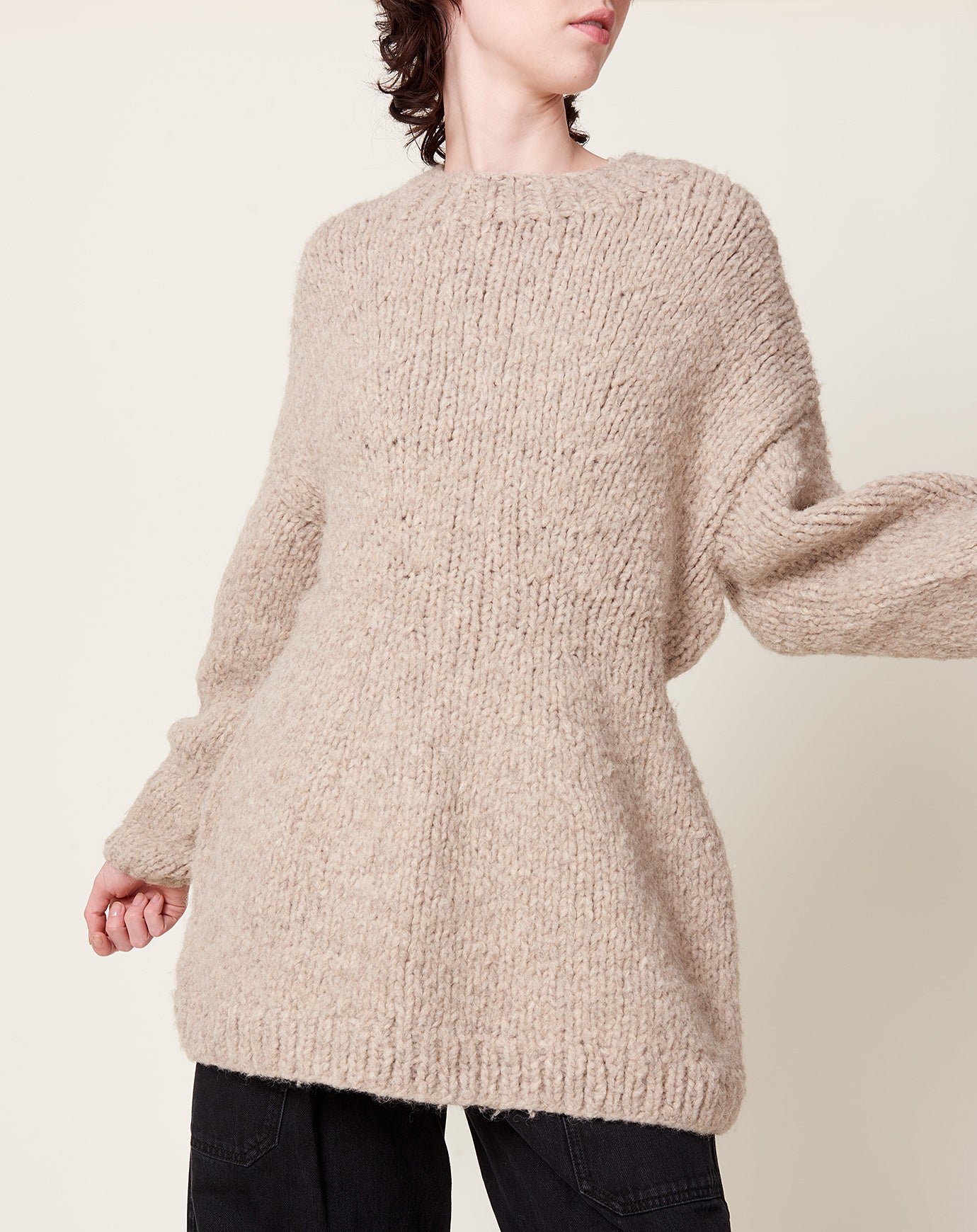 Lauren Manoogian Handknit Peplum Pullover in Dust