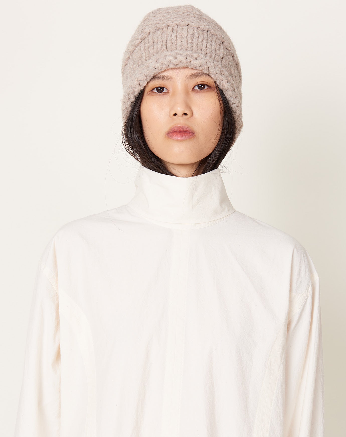 Lauren Manoogian Handknit Purl Roll Hat in Dust