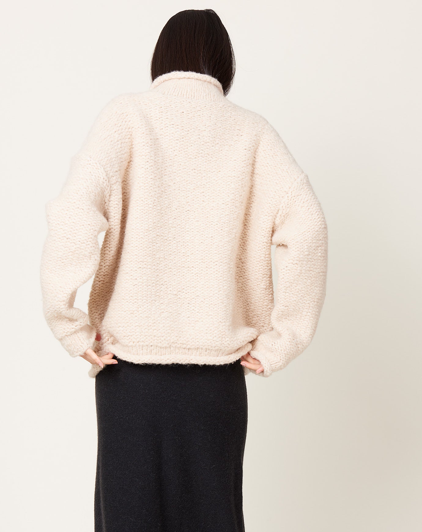 Lauren Manoogian Handknit Purl Rollneck in Alabaster