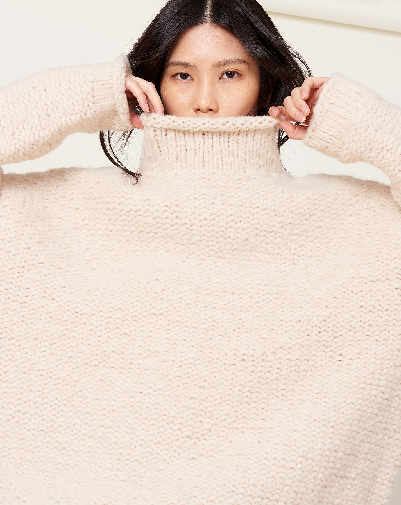 Lauren Manoogian Handknit Purl Rollneck in Alabaster