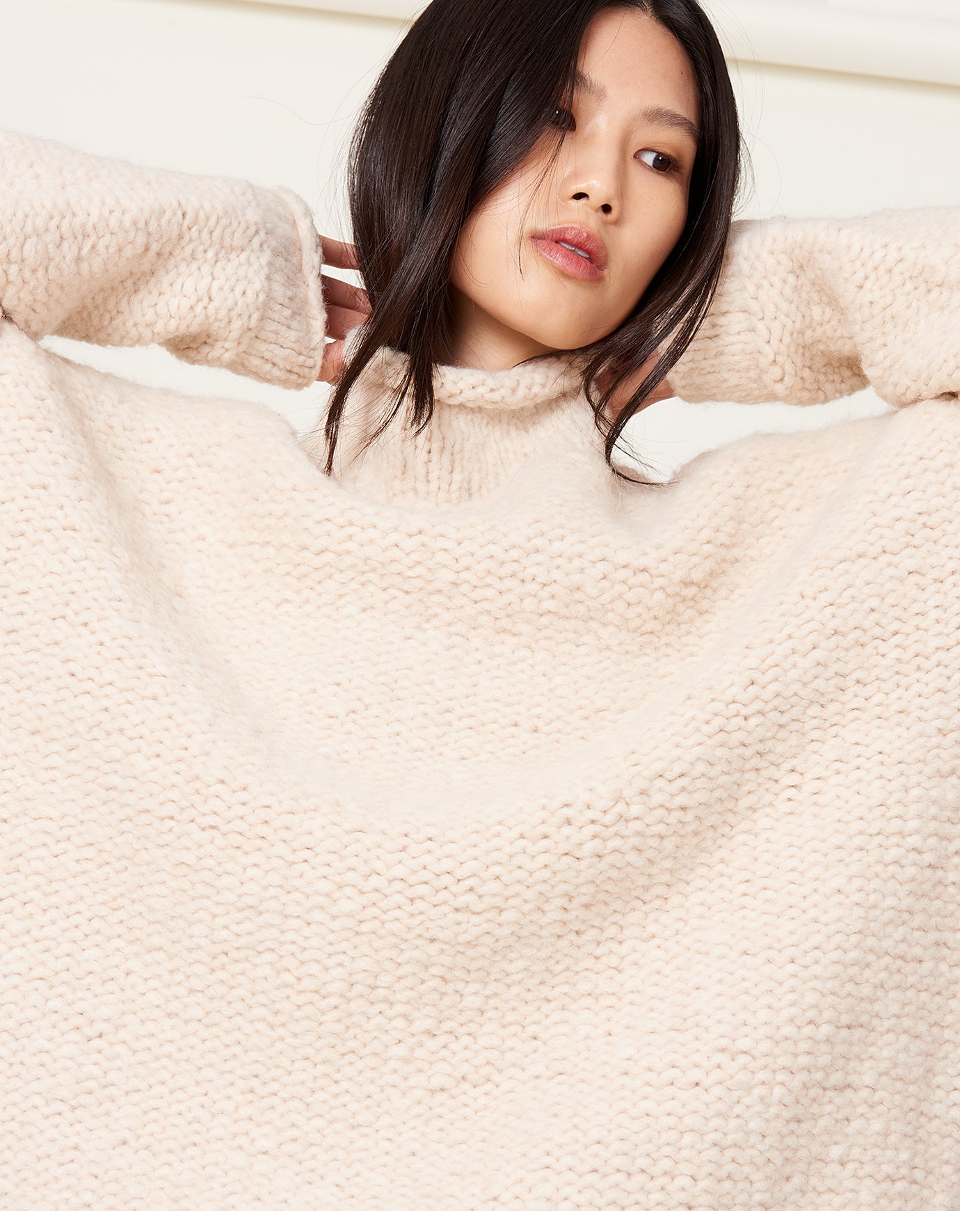 Lauren Manoogian Handknit Purl Rollneck in Alabaster