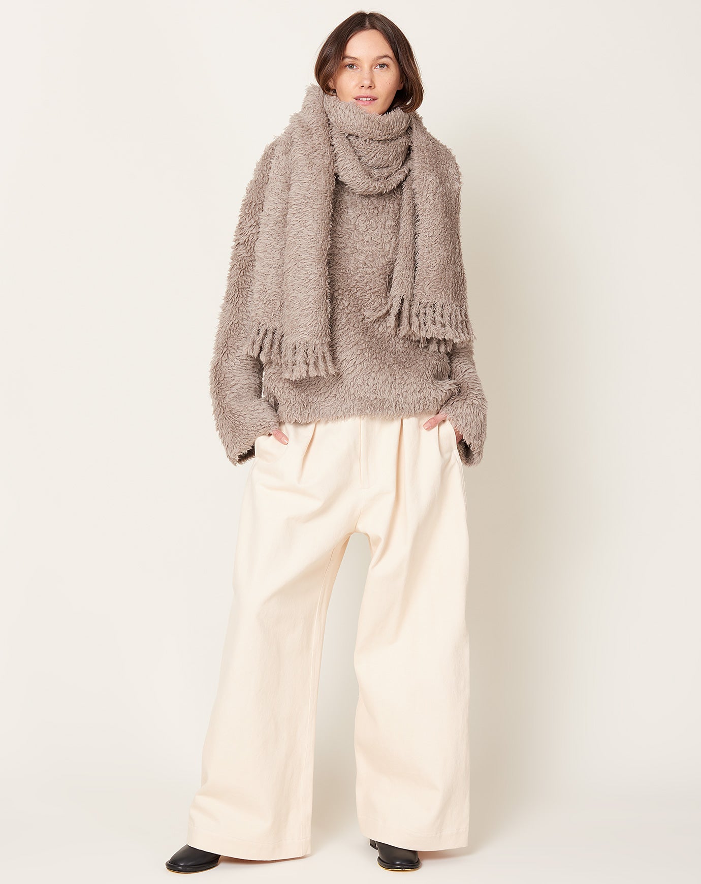 Lauren Manoogian Handwoven Fur Wrap in Taupe