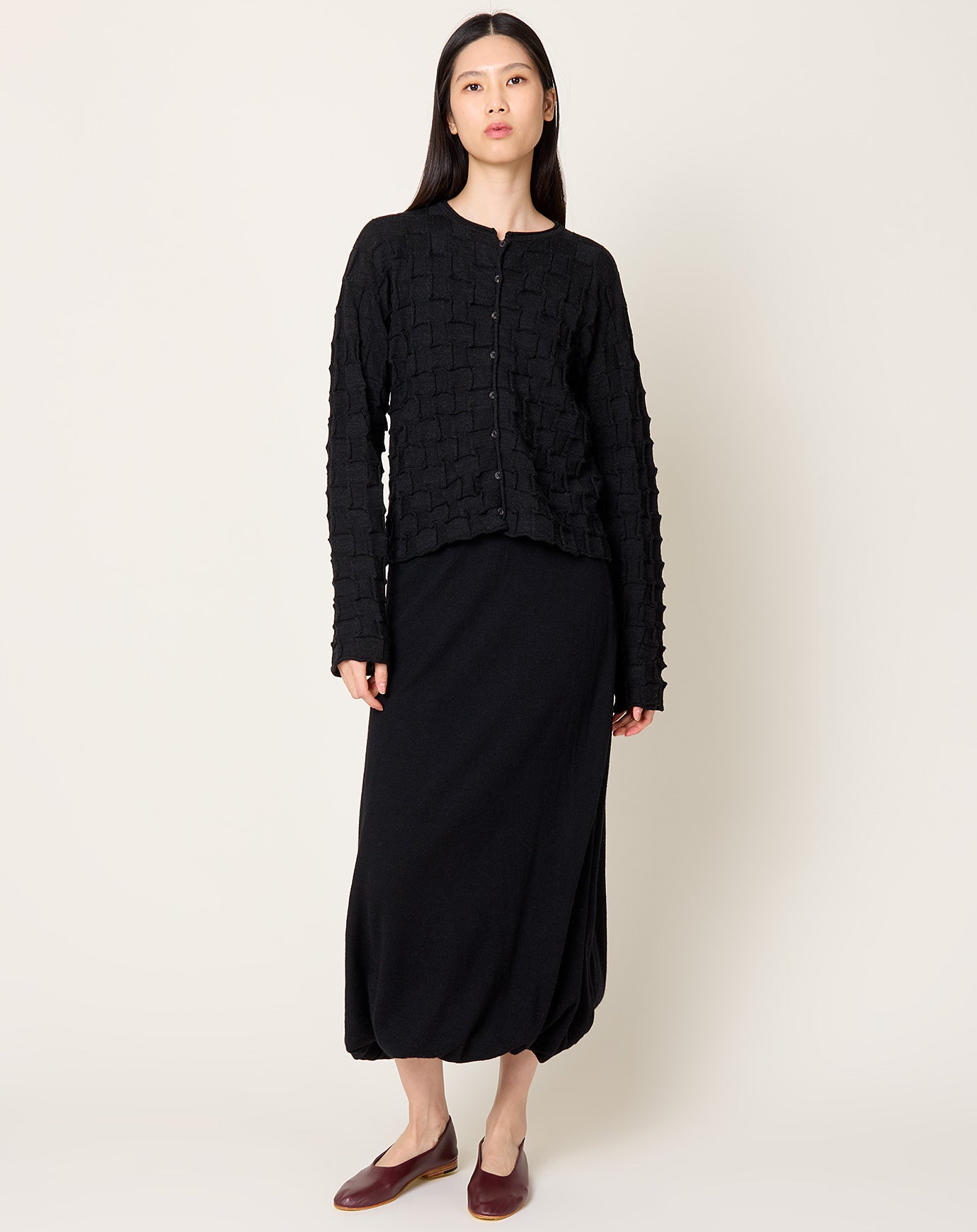 Lauren Manoogian Inlay Cardigan in Black Melange