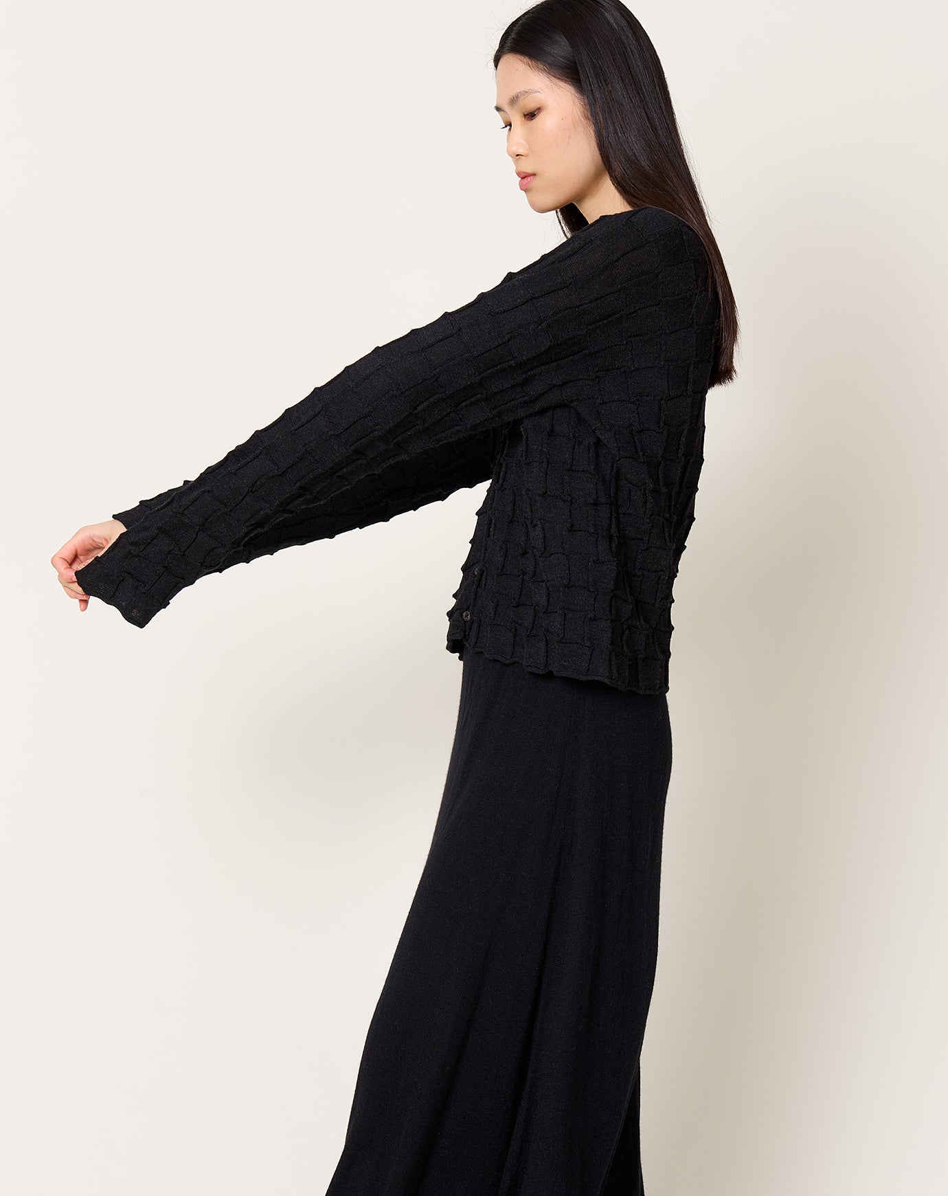 Lauren Manoogian Inlay Cardigan in Black Melange