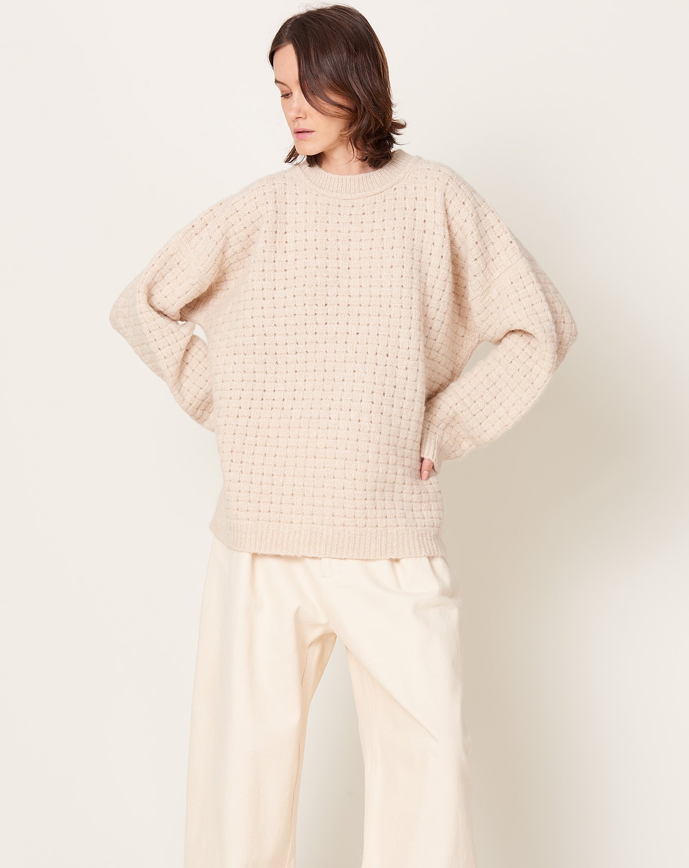 Lauren Manoogian Interlace Crewneck in Alabaster