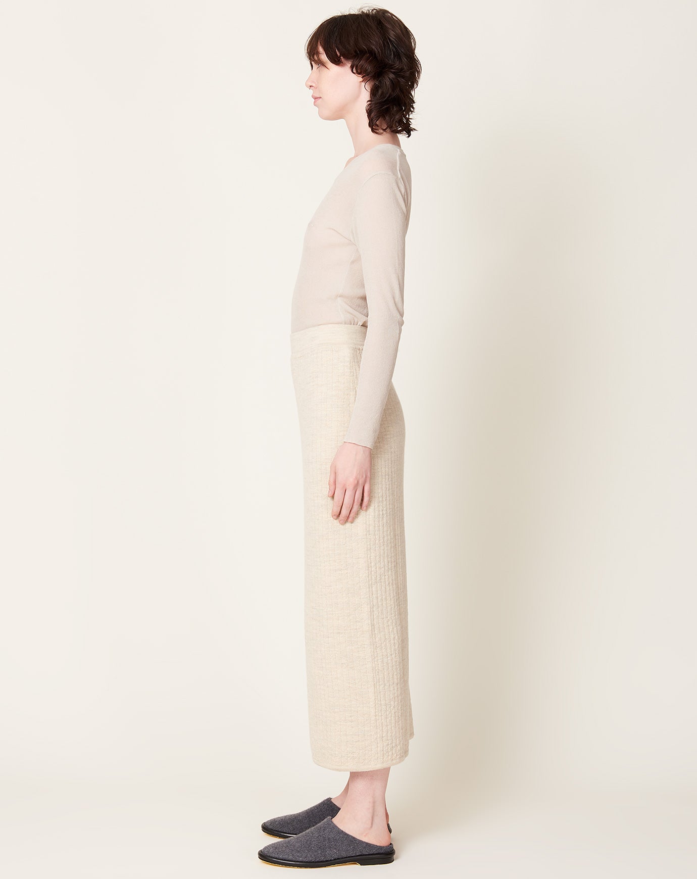 Lauren Manoogian Line Quilt Skirt in Ecru