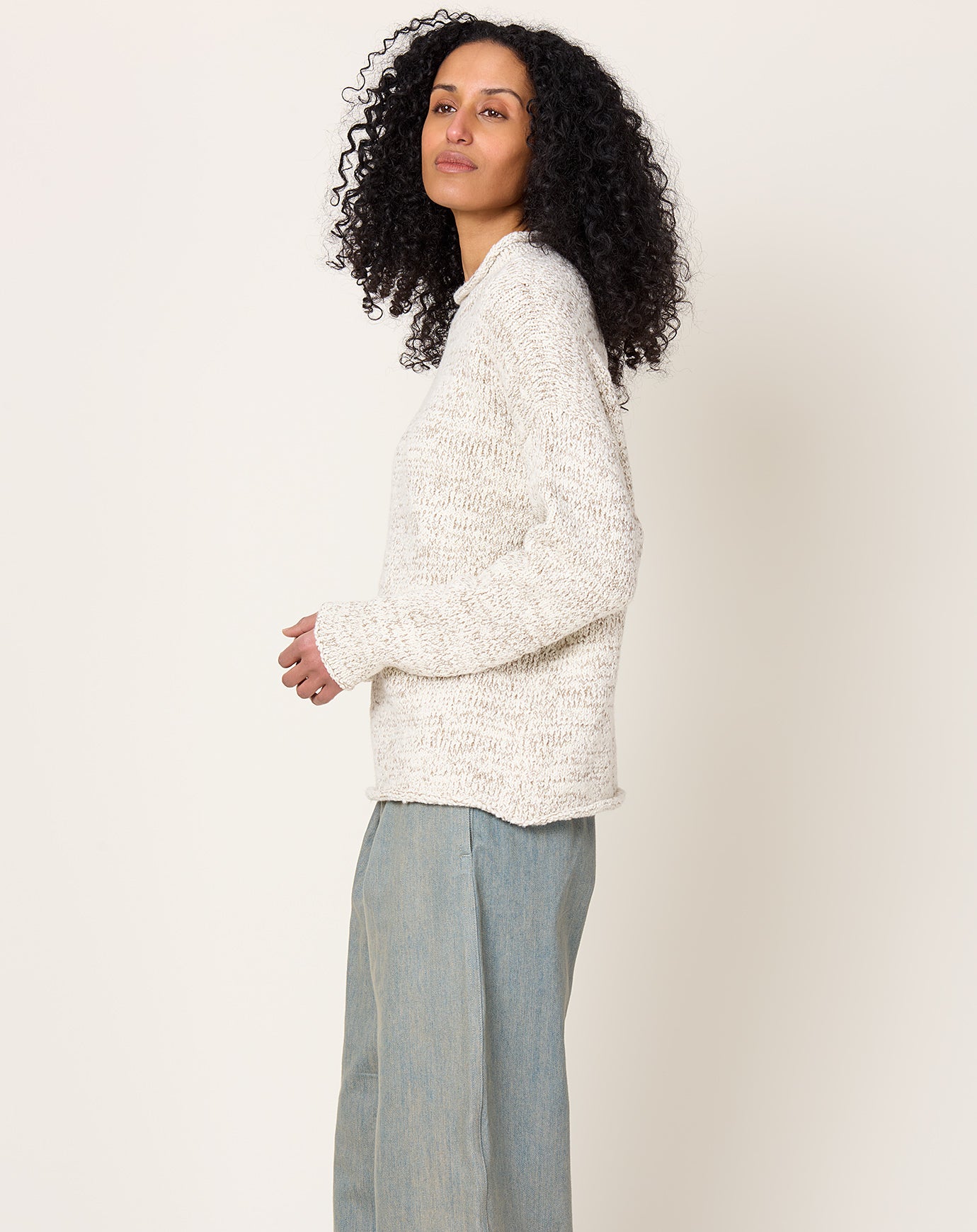 Lauren Manoogian Marl Rollneck in Raw White