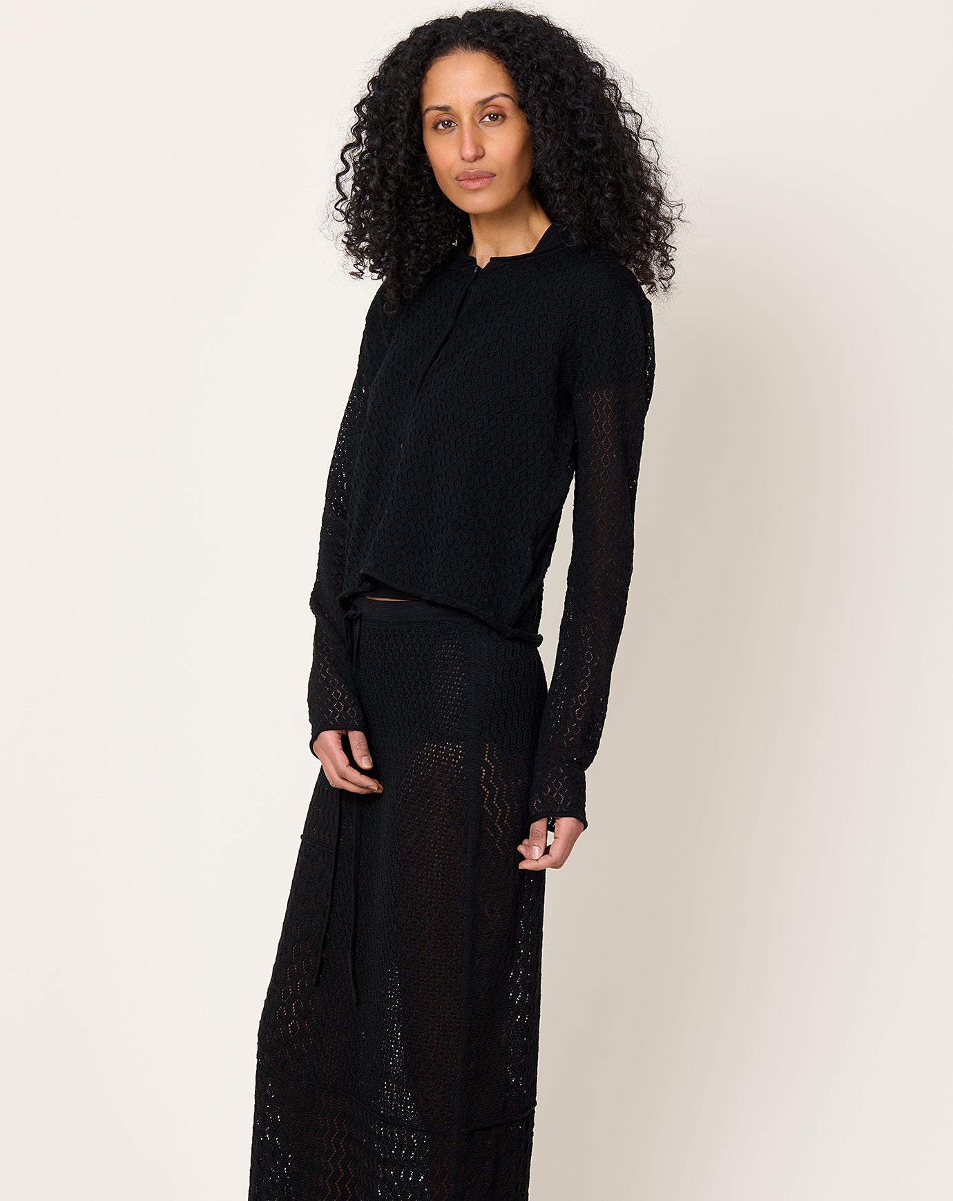 Lauren Manoogian Pointelle Cardigan in Black