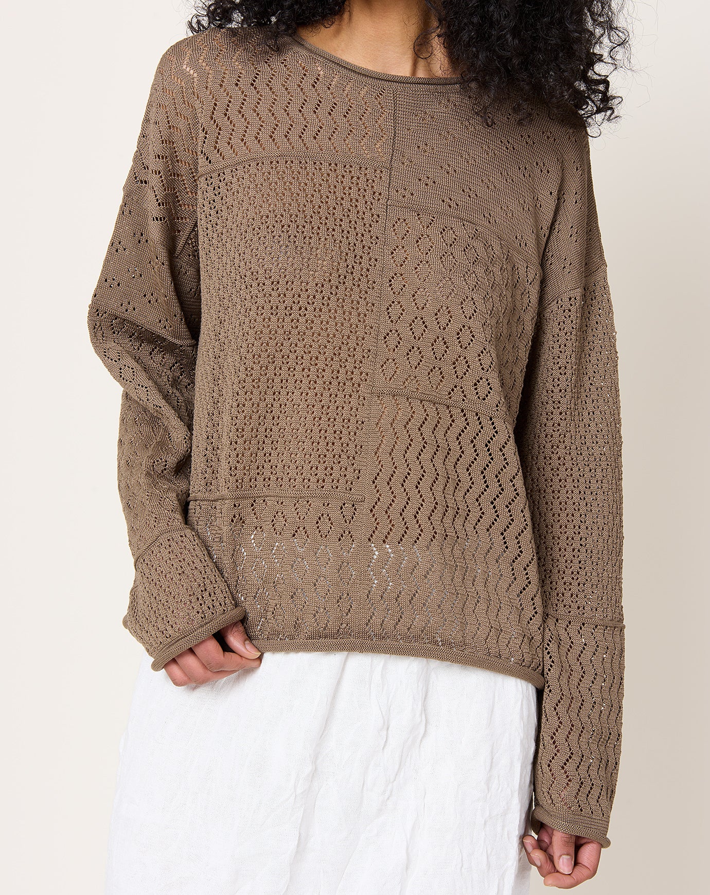 Lauren Manoogian Mix Pointelle Crewneck in Mud