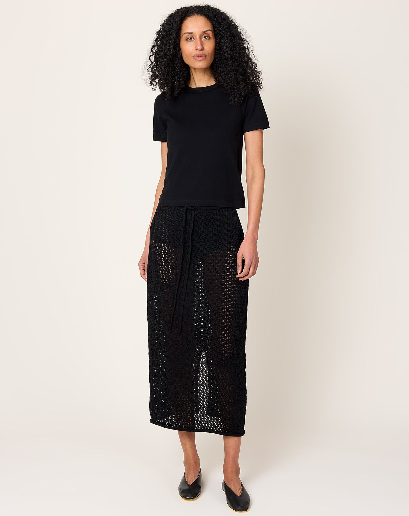 Lauren Manoogian Mix Pointelle Skirt in Black