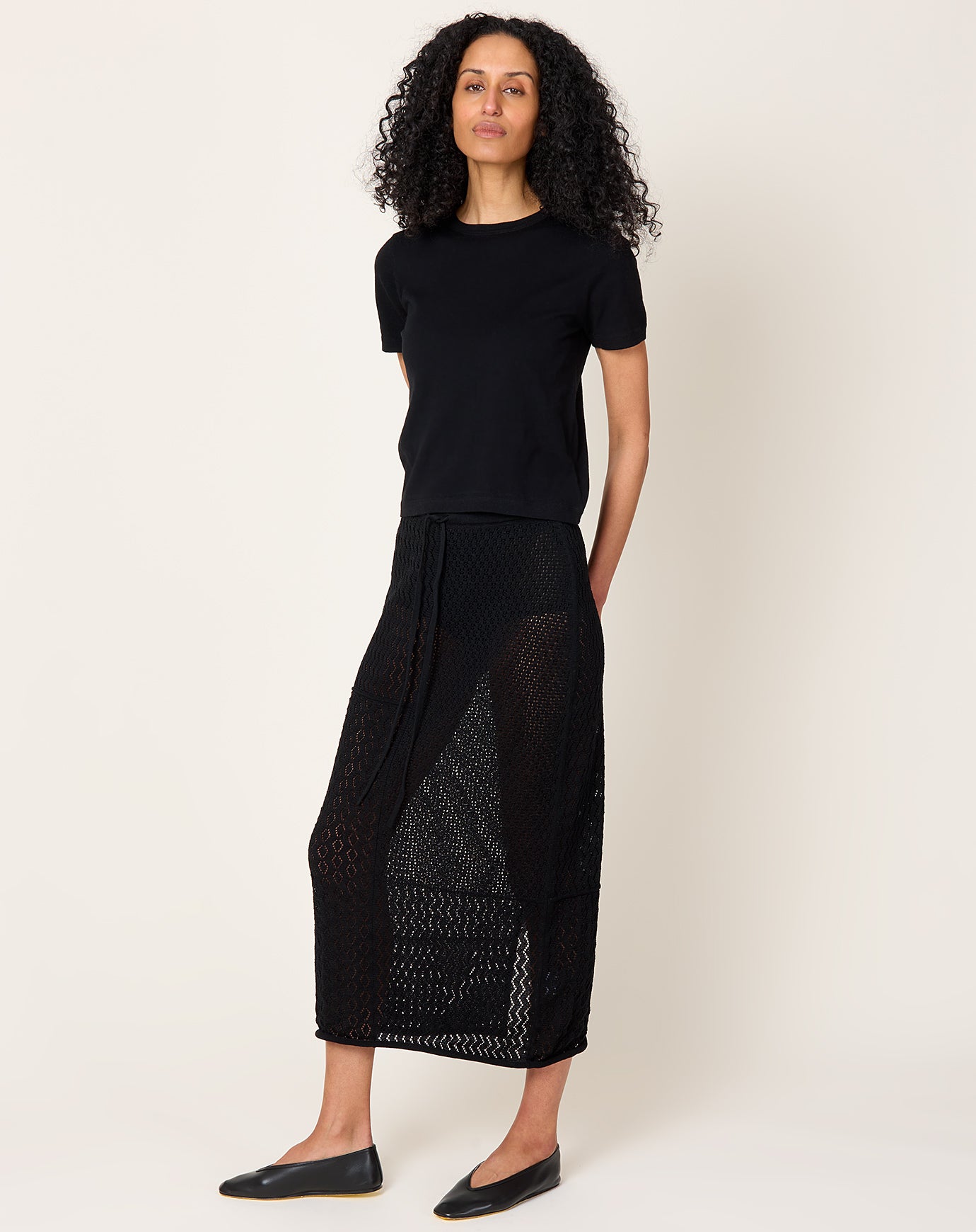 Lauren Manoogian Mix Pointelle Skirt in Black