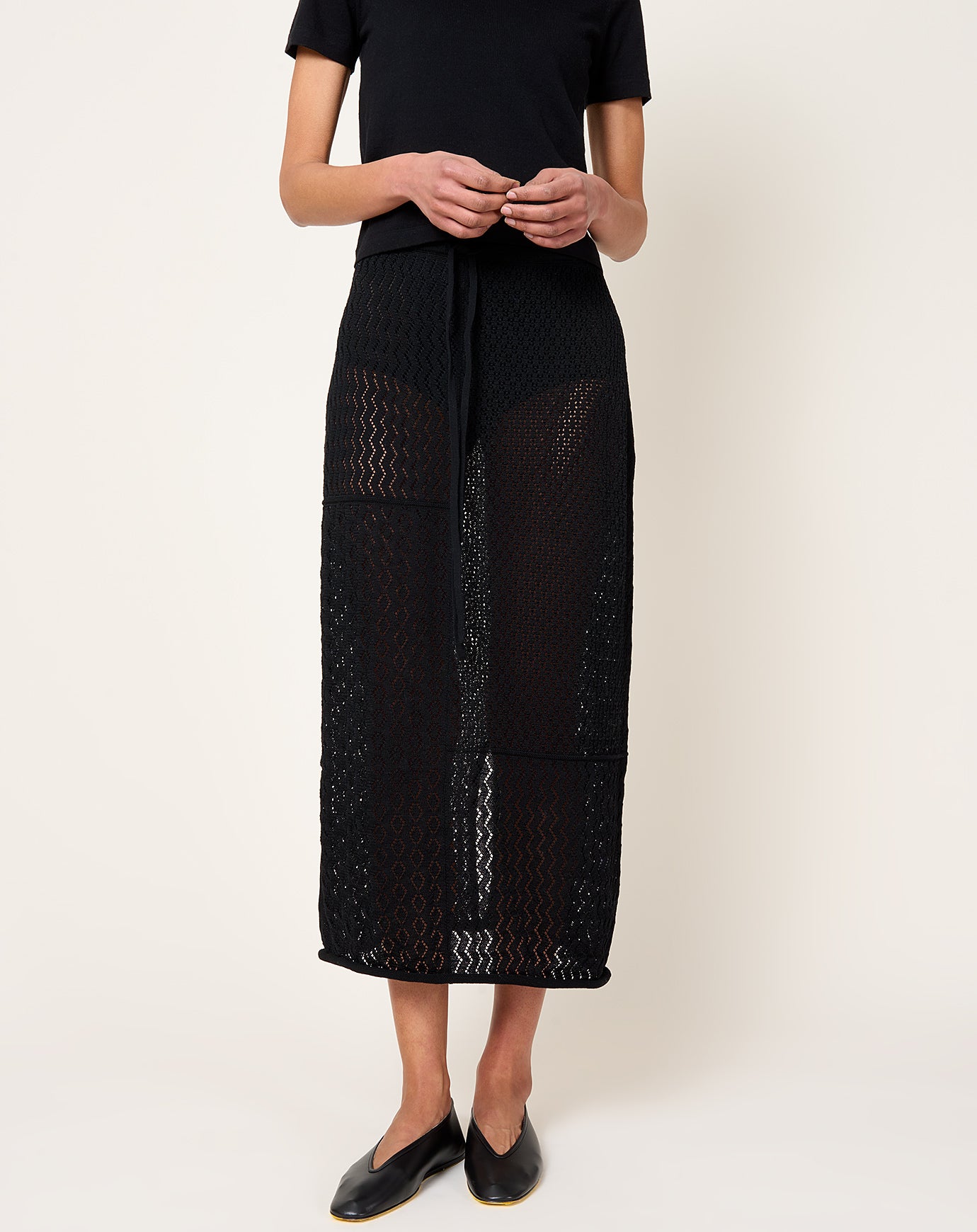 Lauren Manoogian Mix Pointelle Skirt in Black