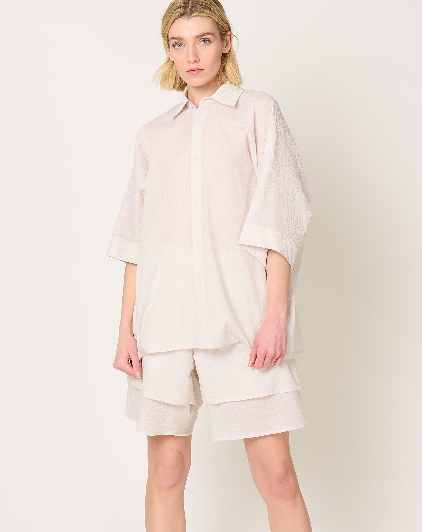 Lauren Manoogian Pebbled Shirt in Plaster