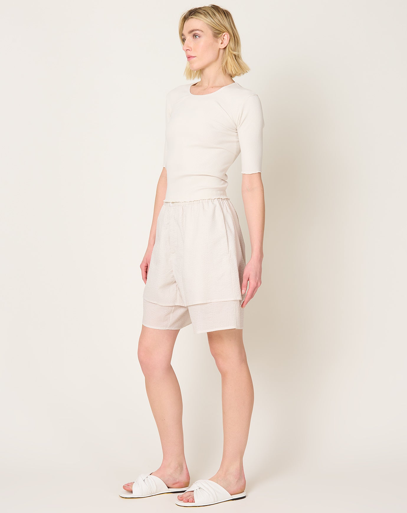 Lauren Manoogian Pebbled Shorts in Plaster