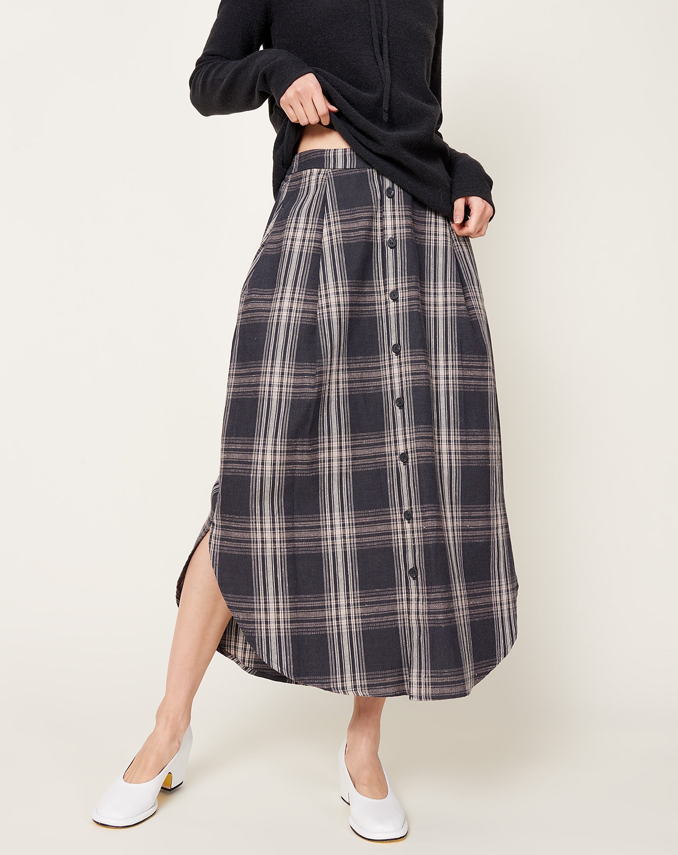 Lauren Manoogian Plaid Placket Skirt