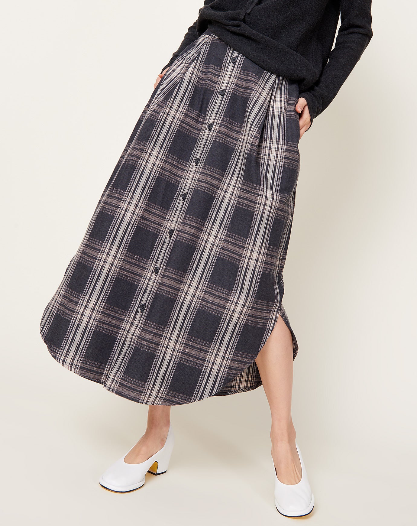 Lauren Manoogian Plaid Placket Skirt