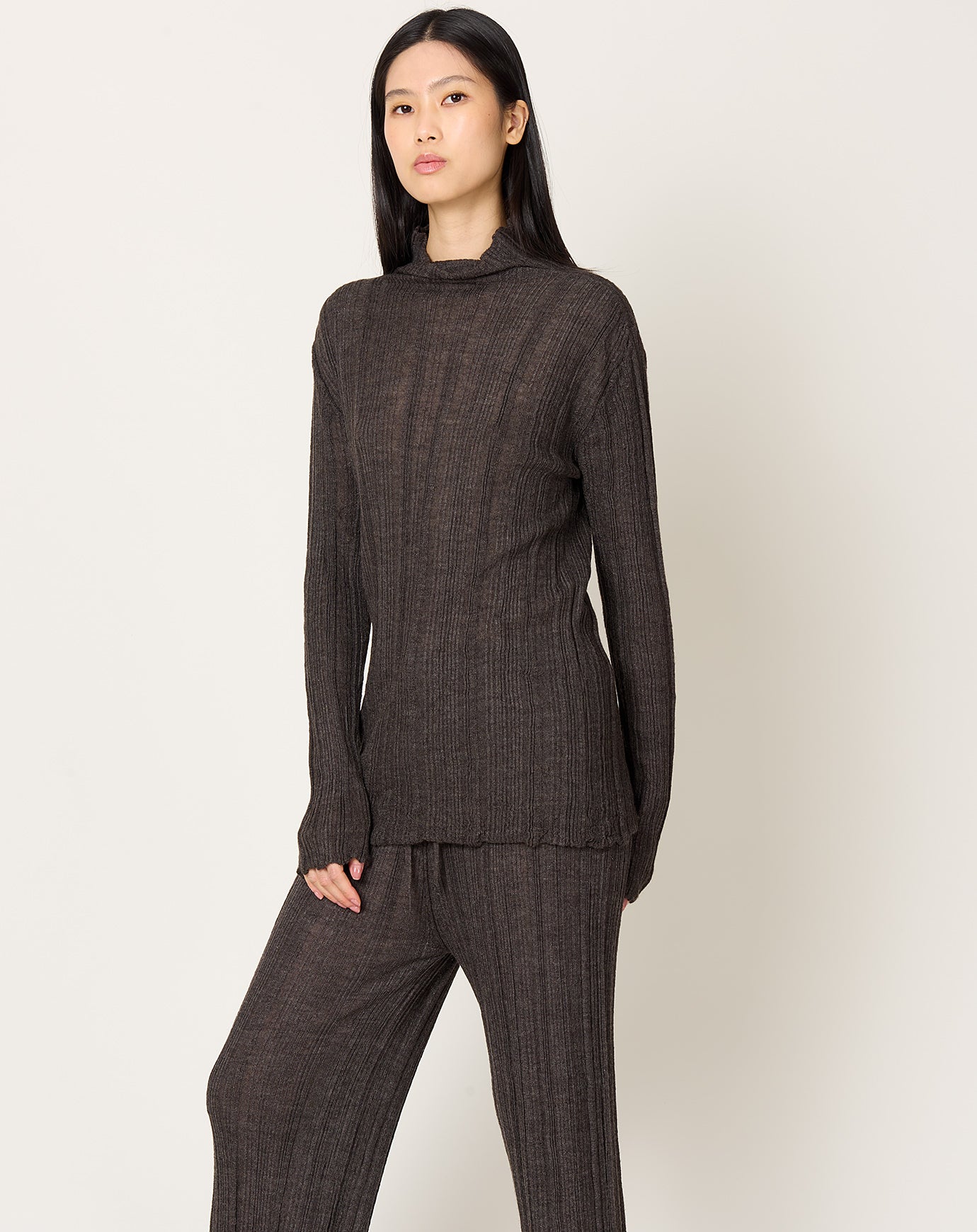 Lauren Manoogian Plisse Mockneck in Blackened