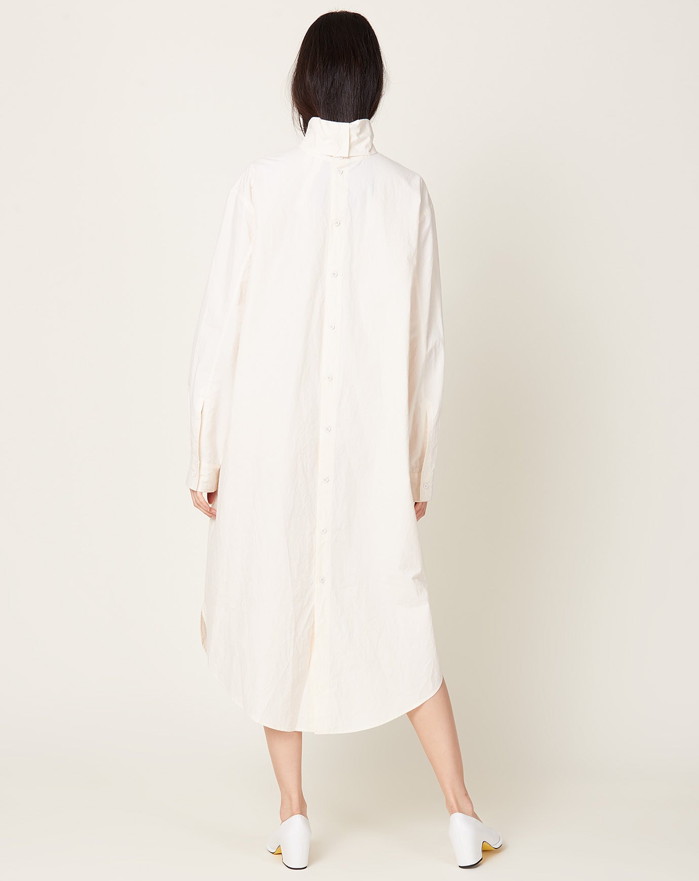 Lauren Manoogian Soft Collar Shirt Dress in Ivory