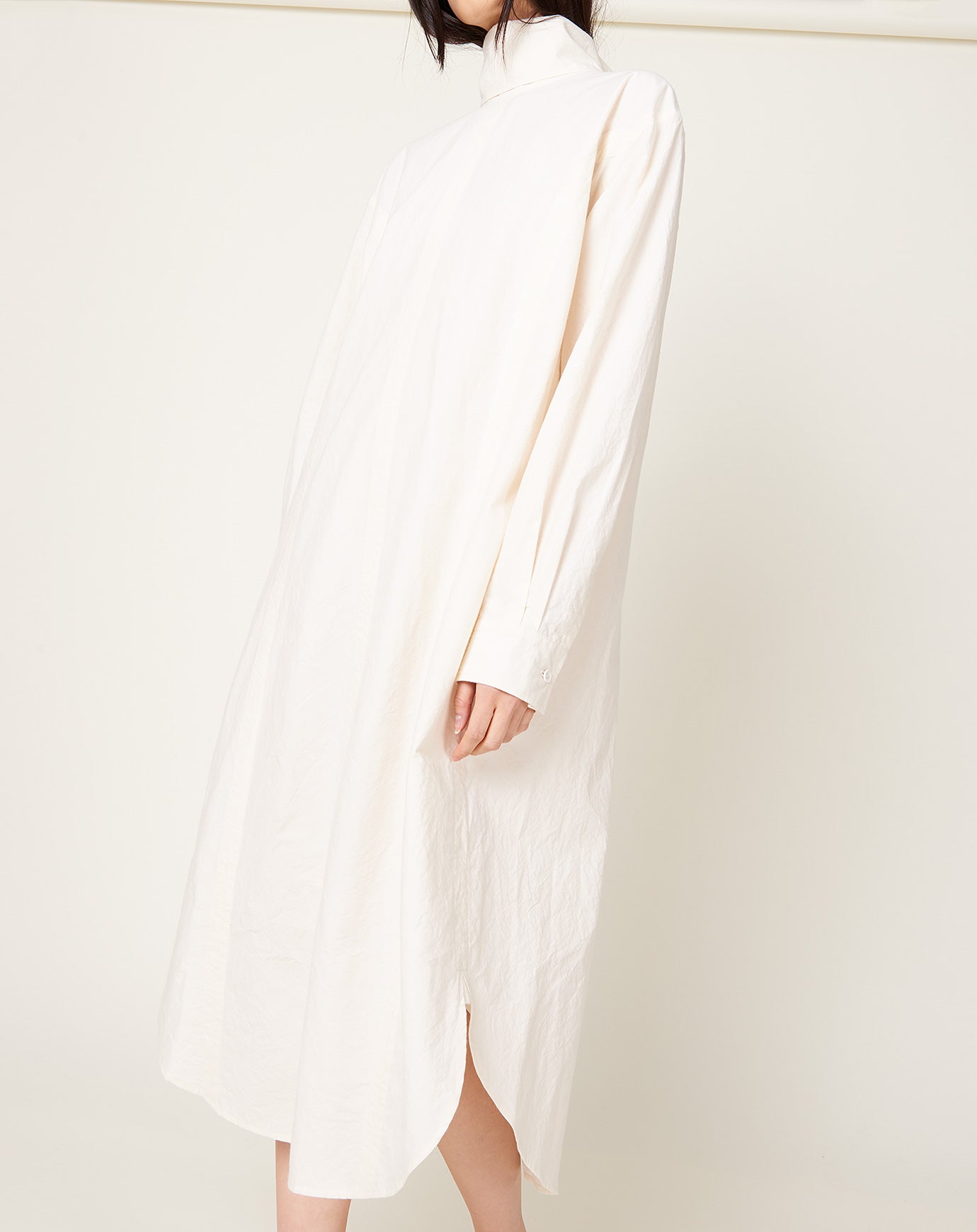 Lauren Manoogian Soft Collar Shirt Dress in Ivory