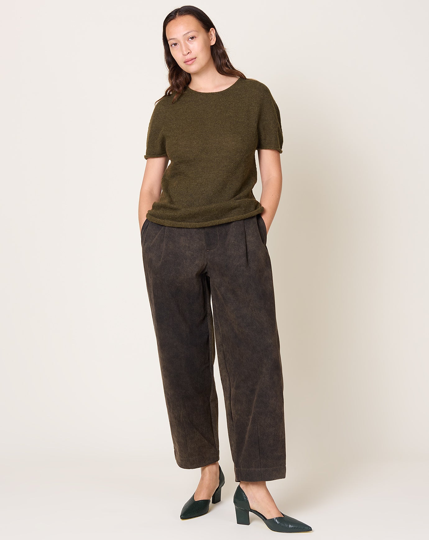 Lauren Manoogian Twill Taper Pants in Olive Paint
