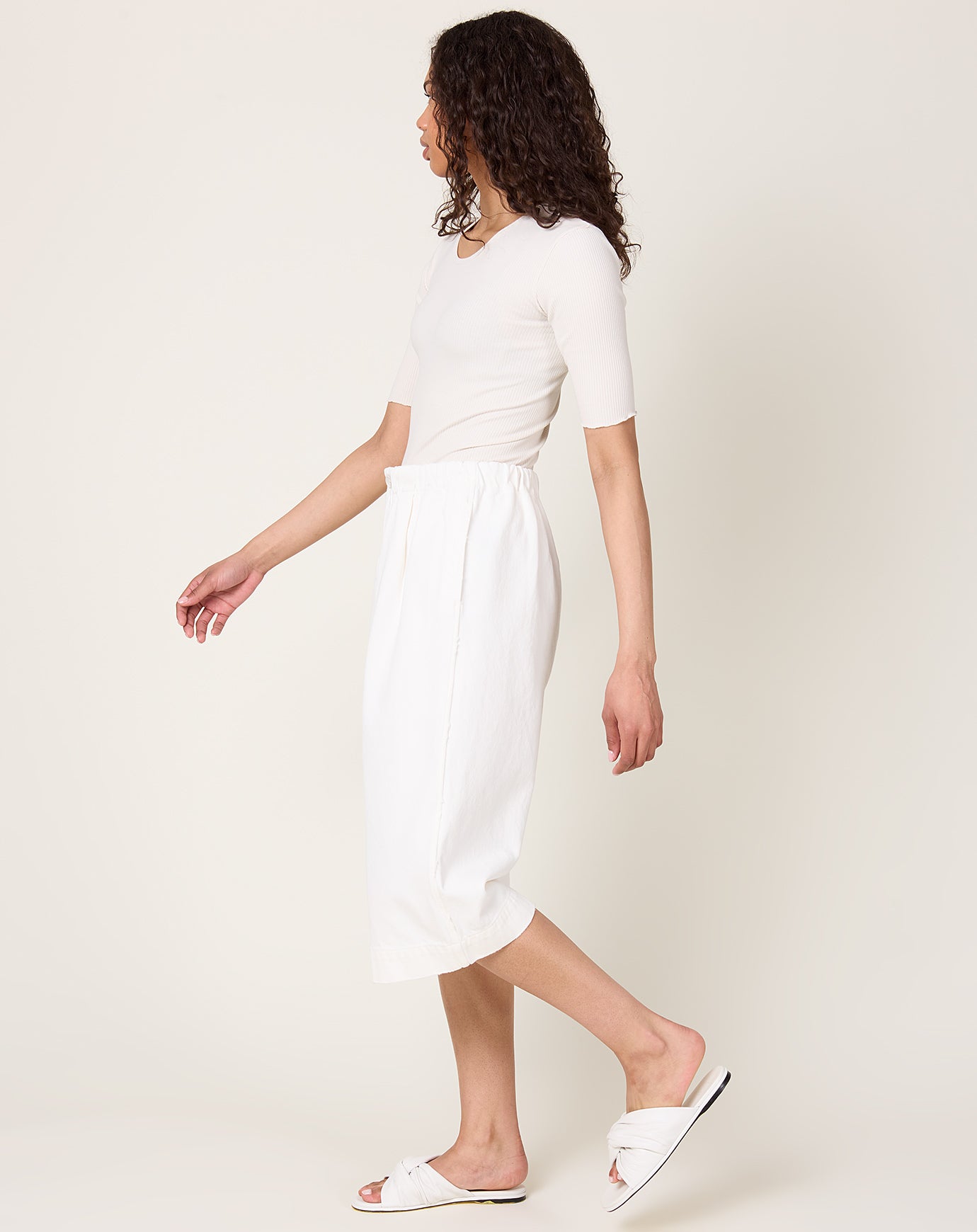 Lauren Manoogian Washed Crop Trouser in White
