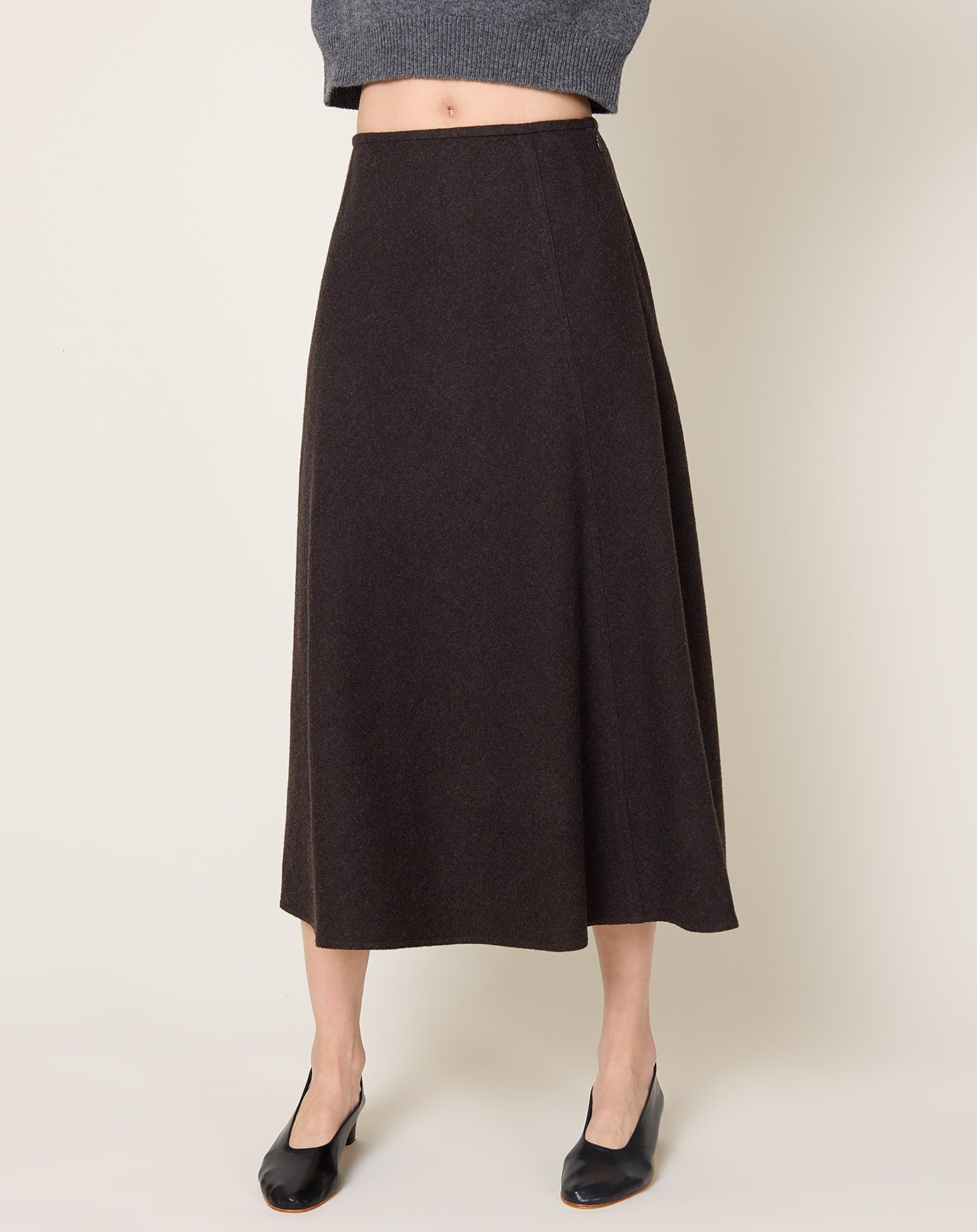 Le17septembre Fluid Asymmetric Wool Skirt in Brown