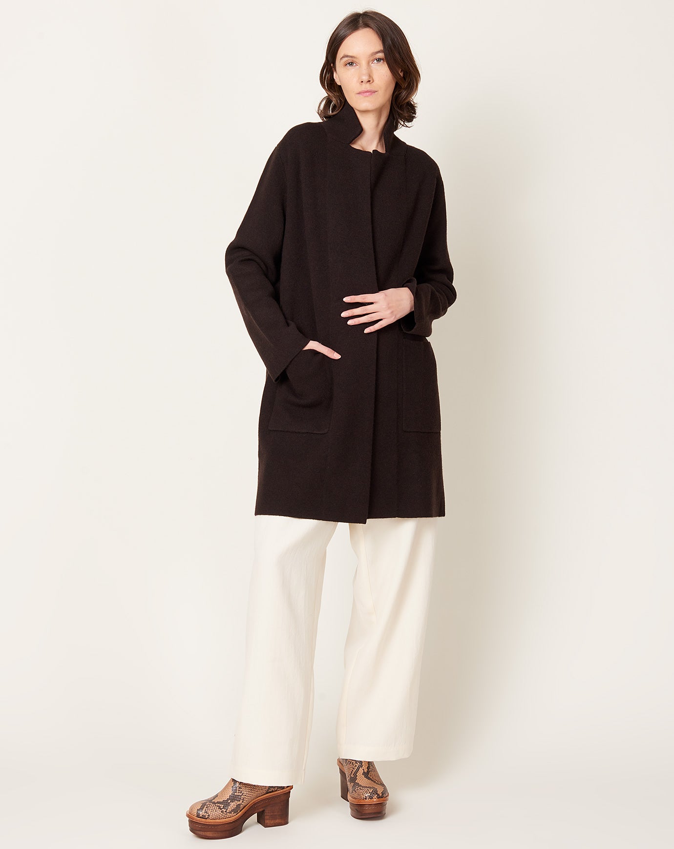 Lisa Yang Anni Cardigan Coat in Dark Oak