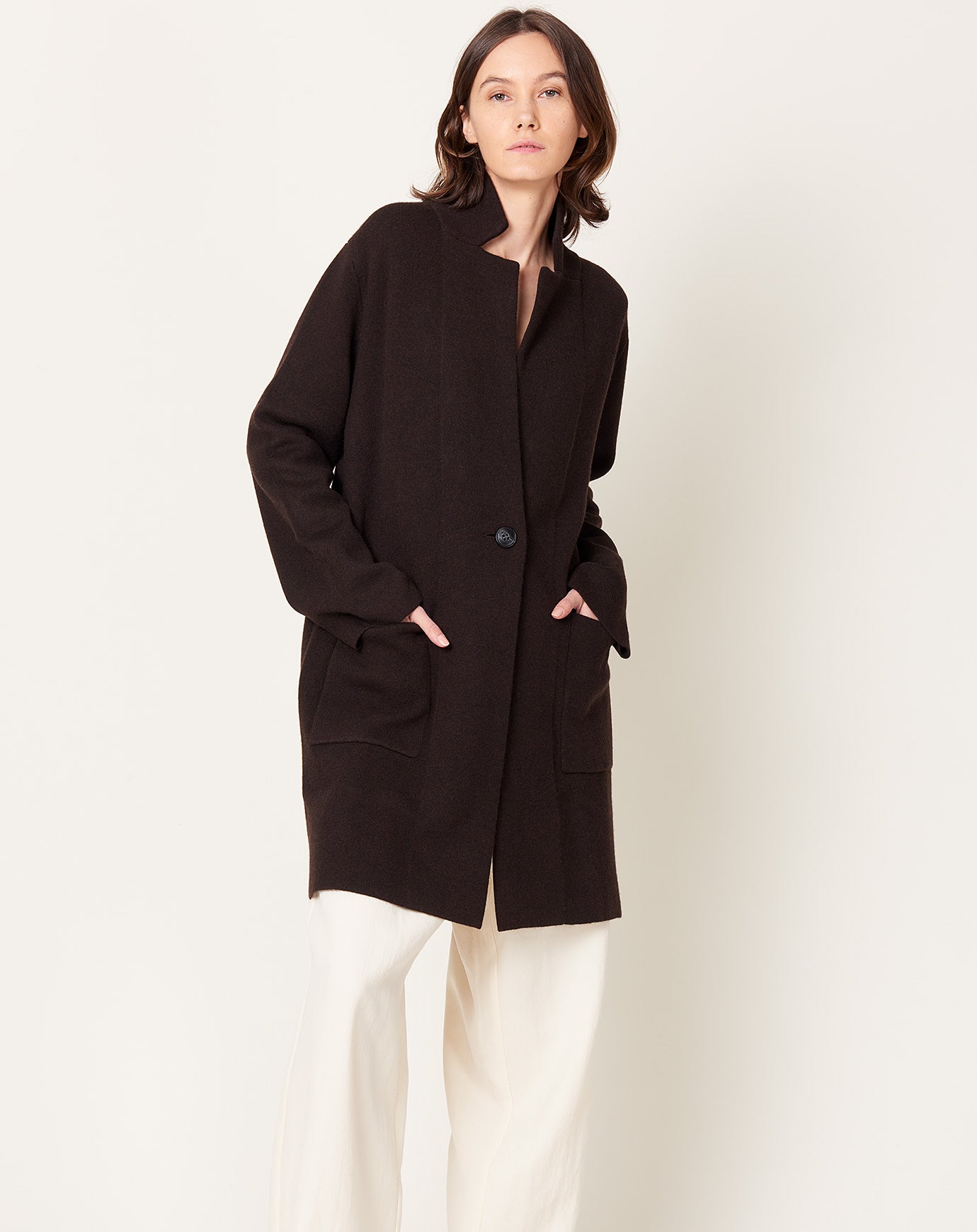 Lisa Yang Anni Cardigan Coat in Dark Oak