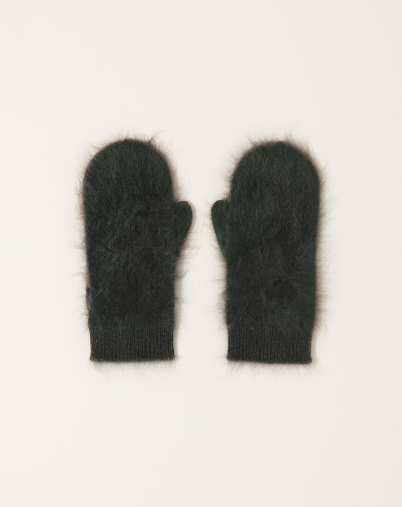 Lisa Yang Brushed Mittens in Dark Fern