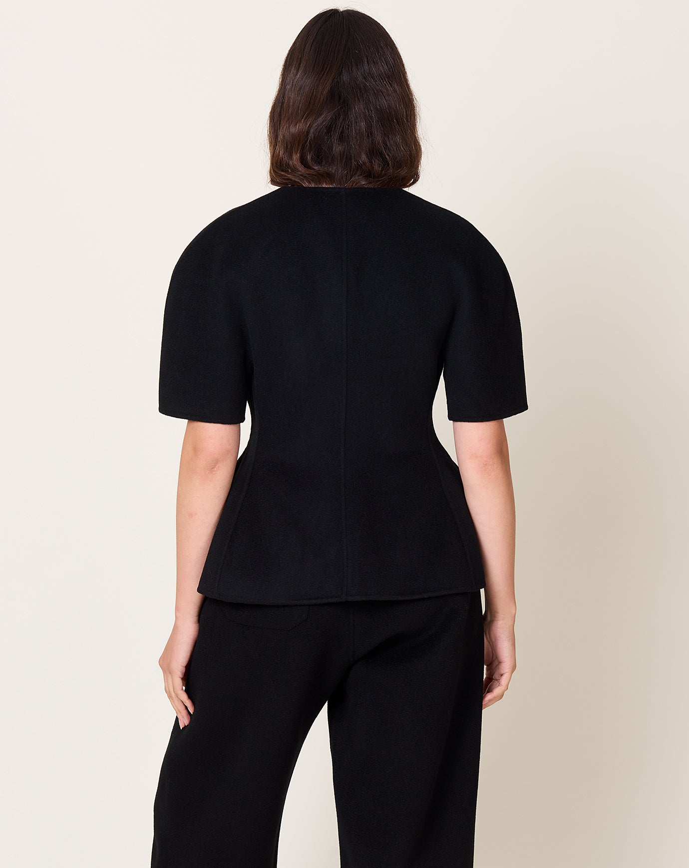 Lisa Yang Doublé V Neck Top in Black