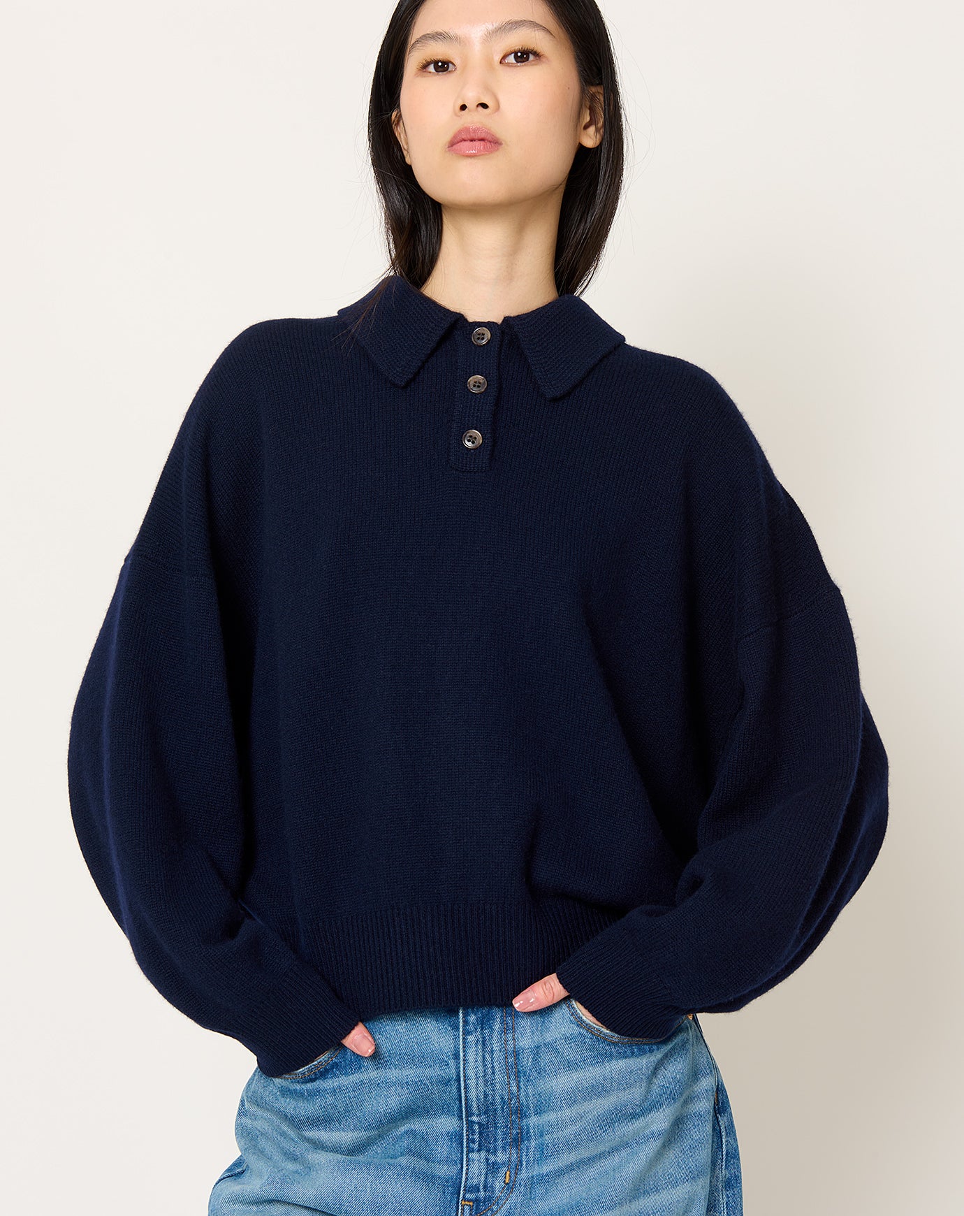 Lisa Yang Etta Sweater in Navy