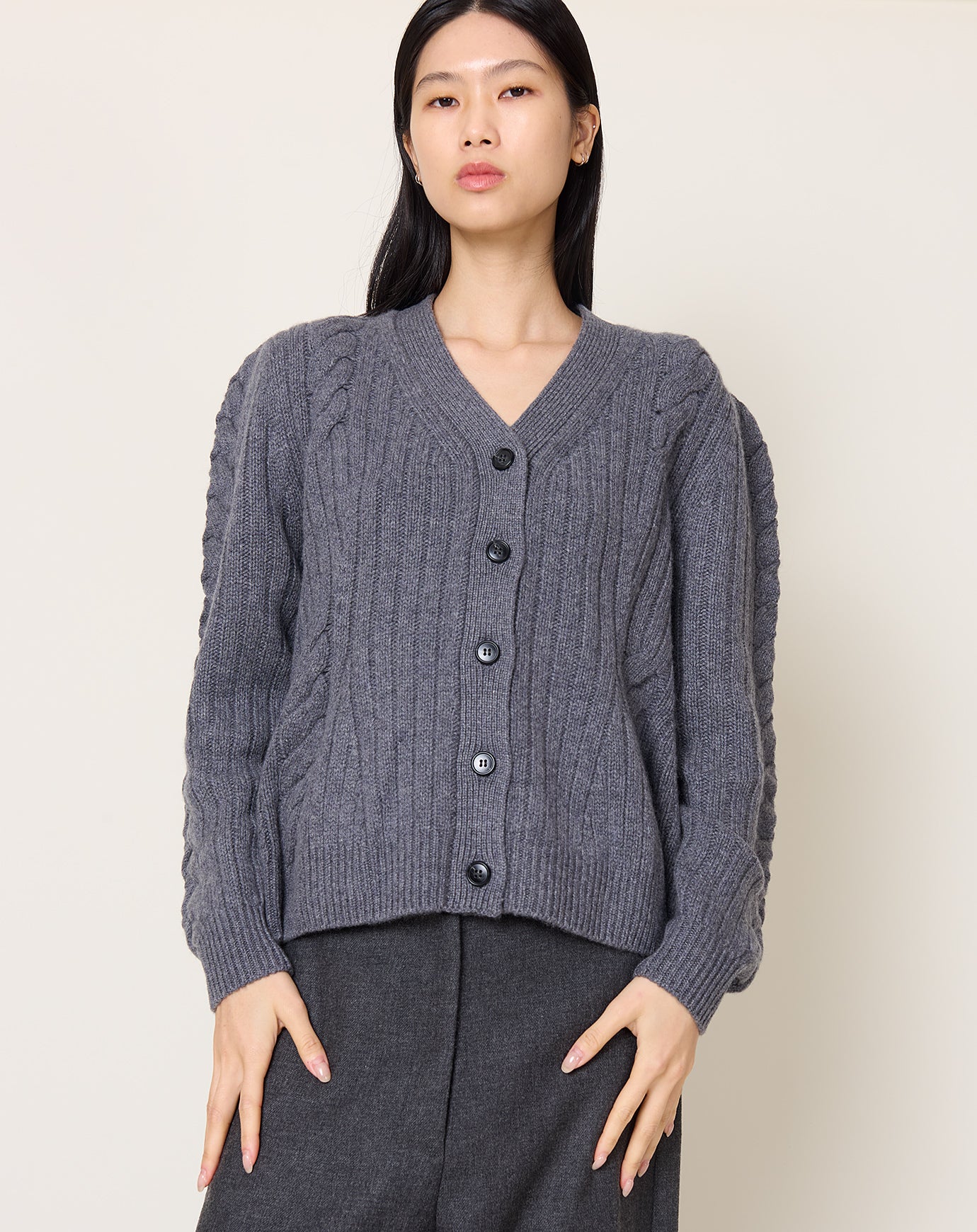 Lisa Yang Leire Cardigan in Graphite