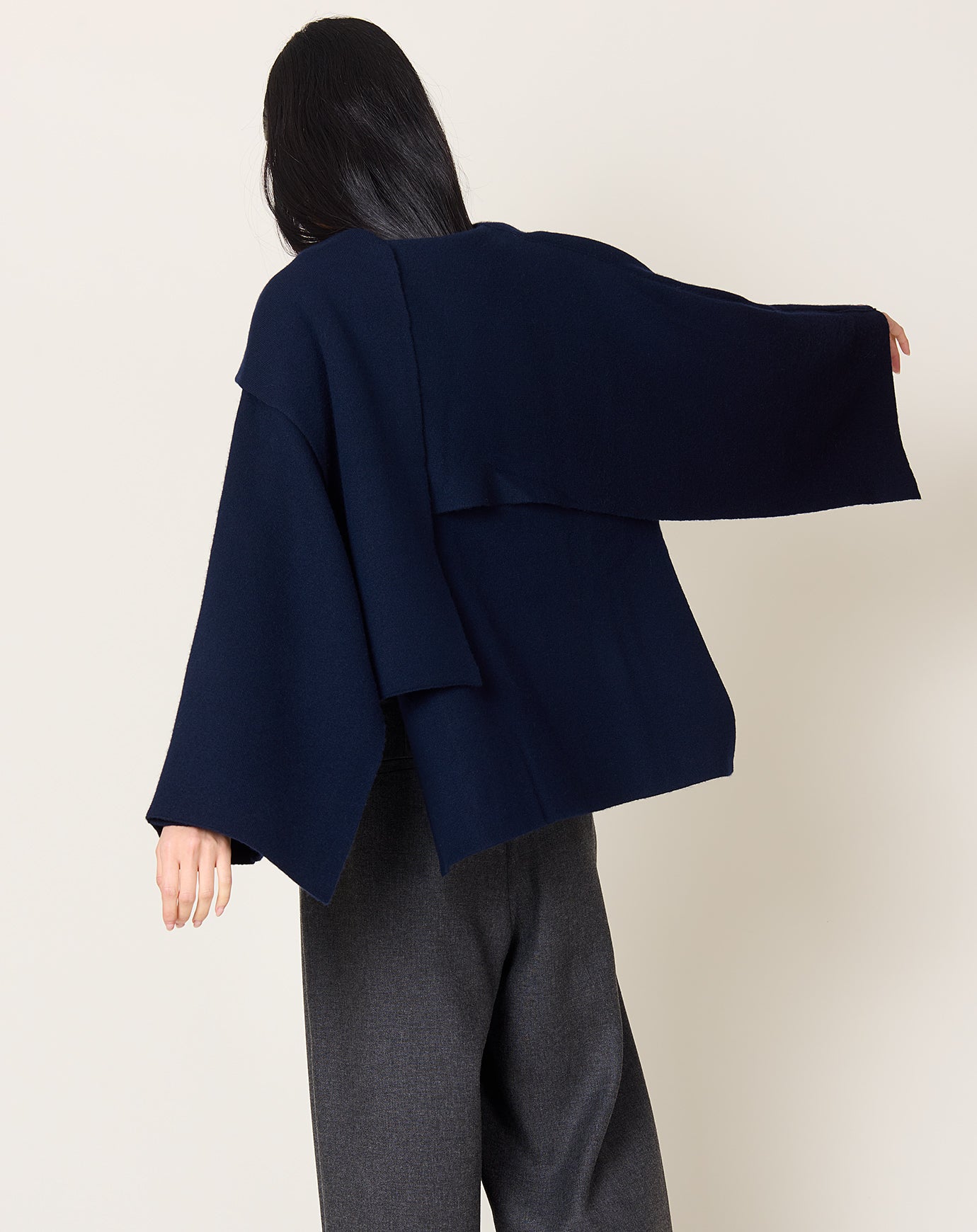 Lisa Yang Nessa Wrap Cardigan Coat in Navy
